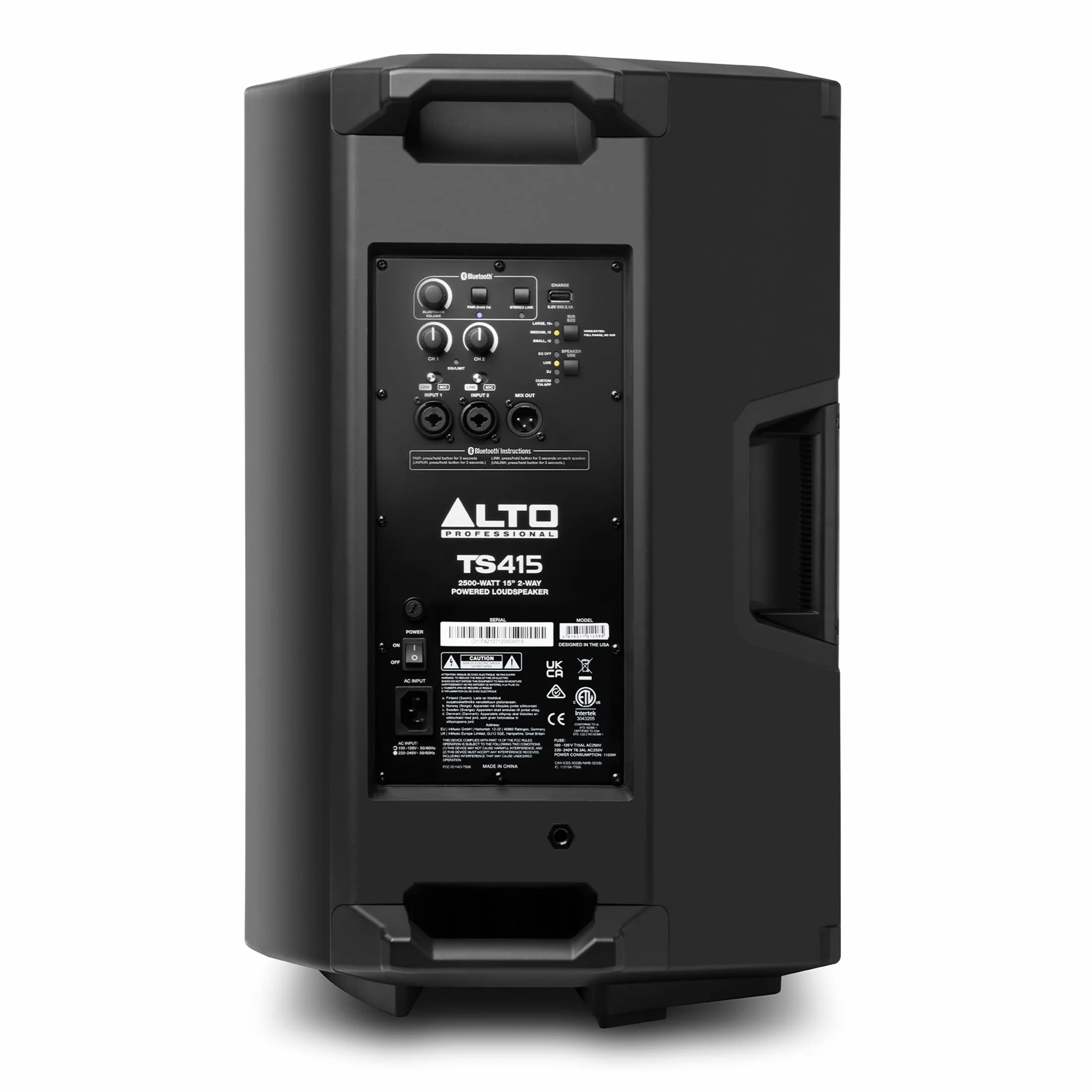 ALTO TS415 Altavoz Autoamplificado 2500W 15 Pulgadas con Mesa de Mezclas de 3 Canales, Streaming Bluetooth, Emparejamiento Inalámbrico de Altavoces, DSP y App