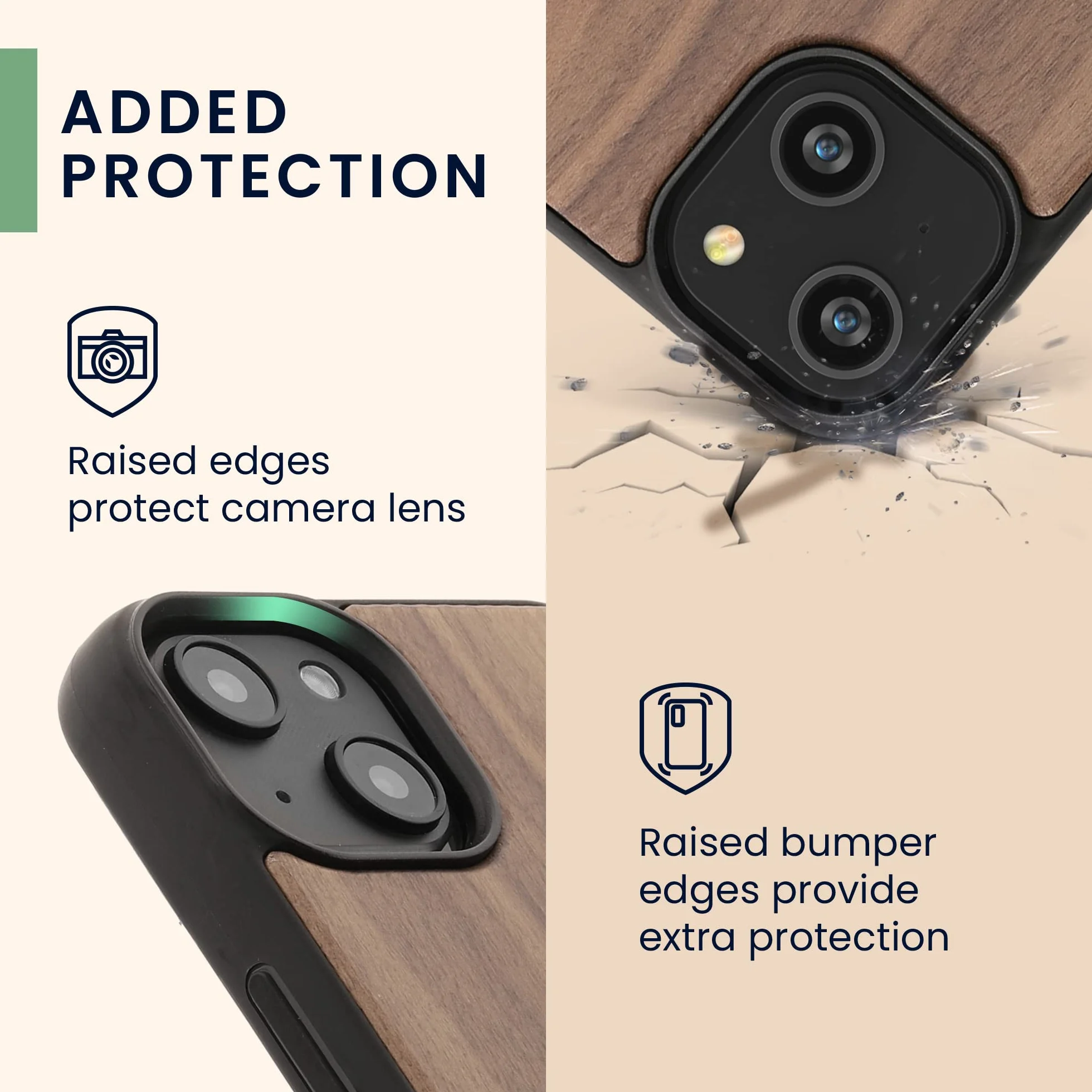 kwmobile Carcasa Compatible con Apple iPhone 14 Funda de Madera con Bumper Antigolpes Magnética