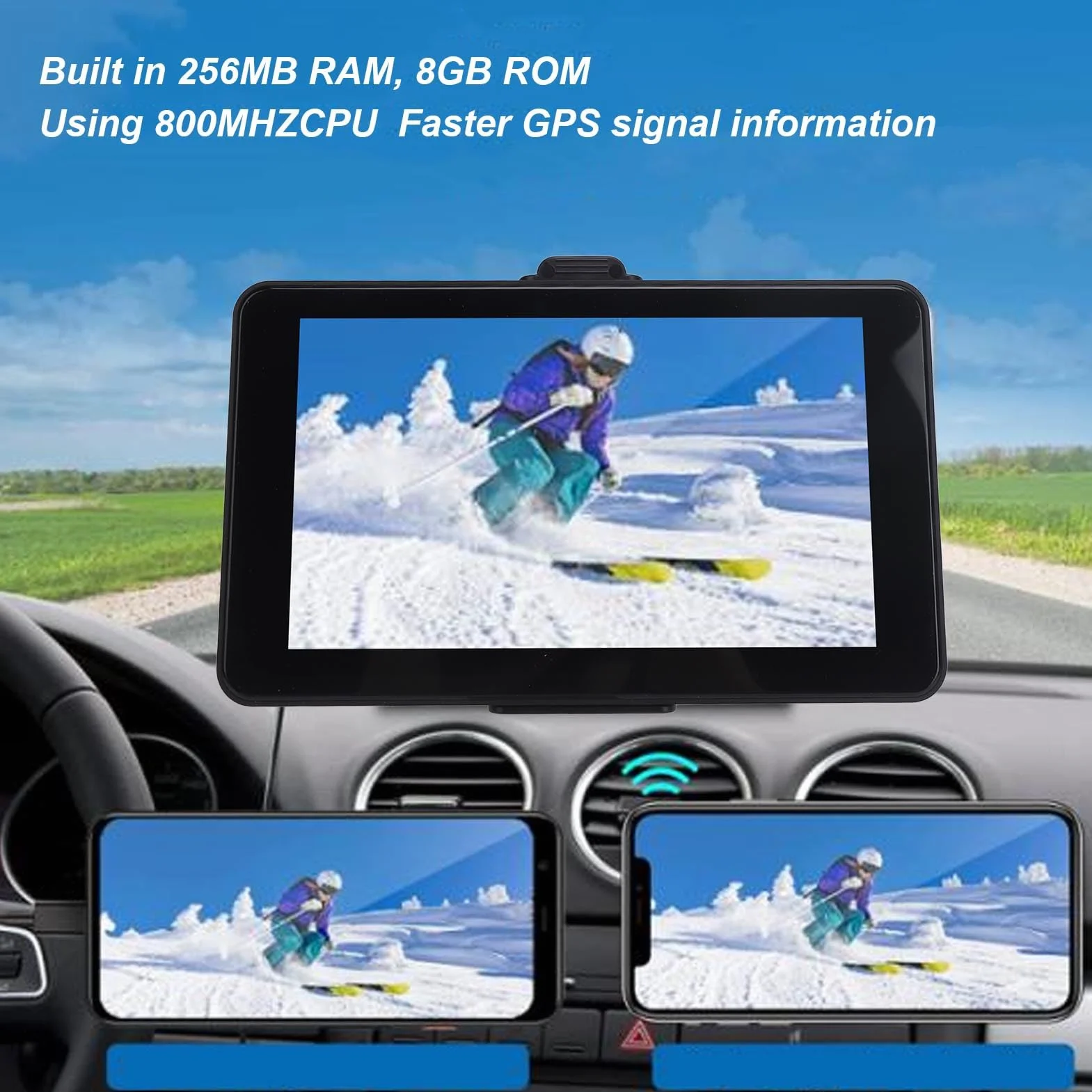 Navegador GPS para Camión 7 Pulgadas 256 MB 8 GB ROM Pantalla Táctil Guía de Voz Portátil