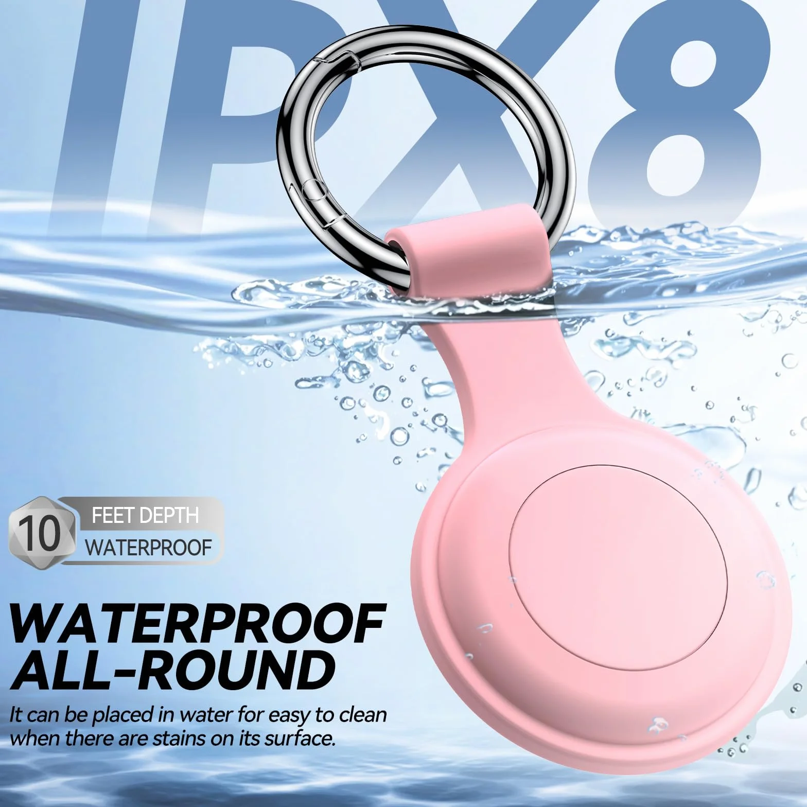 Impermeable para Apple AirTag Funda, de Silicona Llaveros para AirTag 1ª y 2ª Gen, para Llaves/Maletas/Pet Collares/Niños, 4 Pack (Rosa + Verde + Azul Marino + Negro)