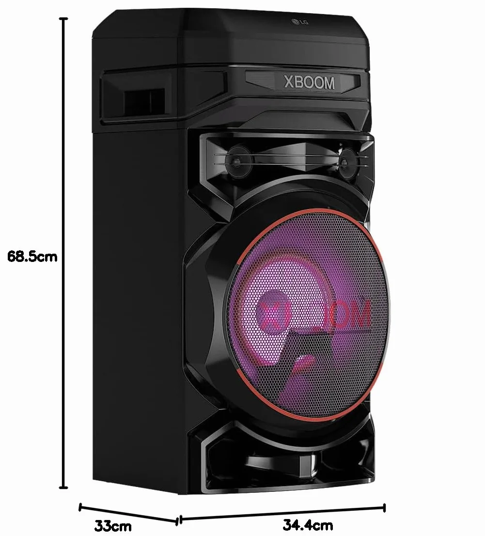 LG XBOOM RNC5 Altavoz Bluetooth Alta Potencia USB Funciones DJ Karaoke Luces LED 3 Altavoces Negro