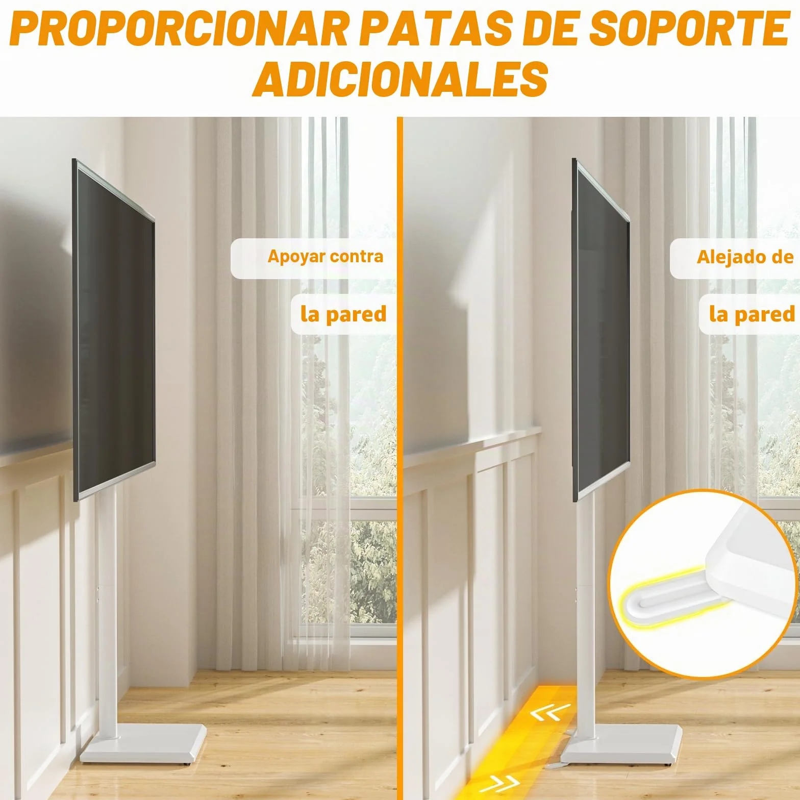 Soporte de Piso para TV TVON de 32 a 60 Pulgadas, Ajustable en Altura, Giratorio, VESA 400x400mm, 40kg