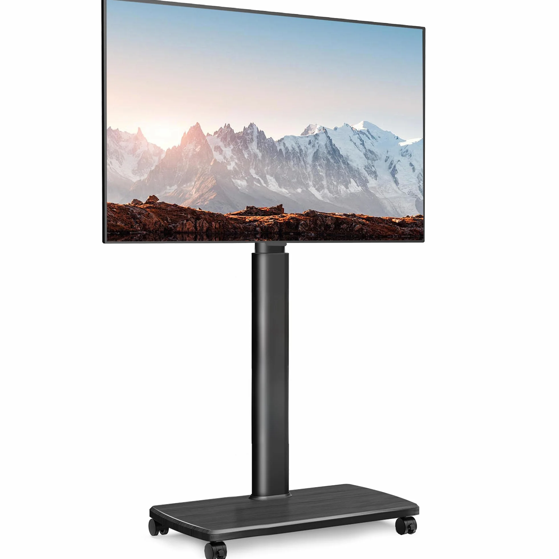 FITUEYES Soporte TV con Ruedas Serie E Base Madera 32-70 Pulgadas MAX VESA 600x400mm Giratorio Ajuste Altura