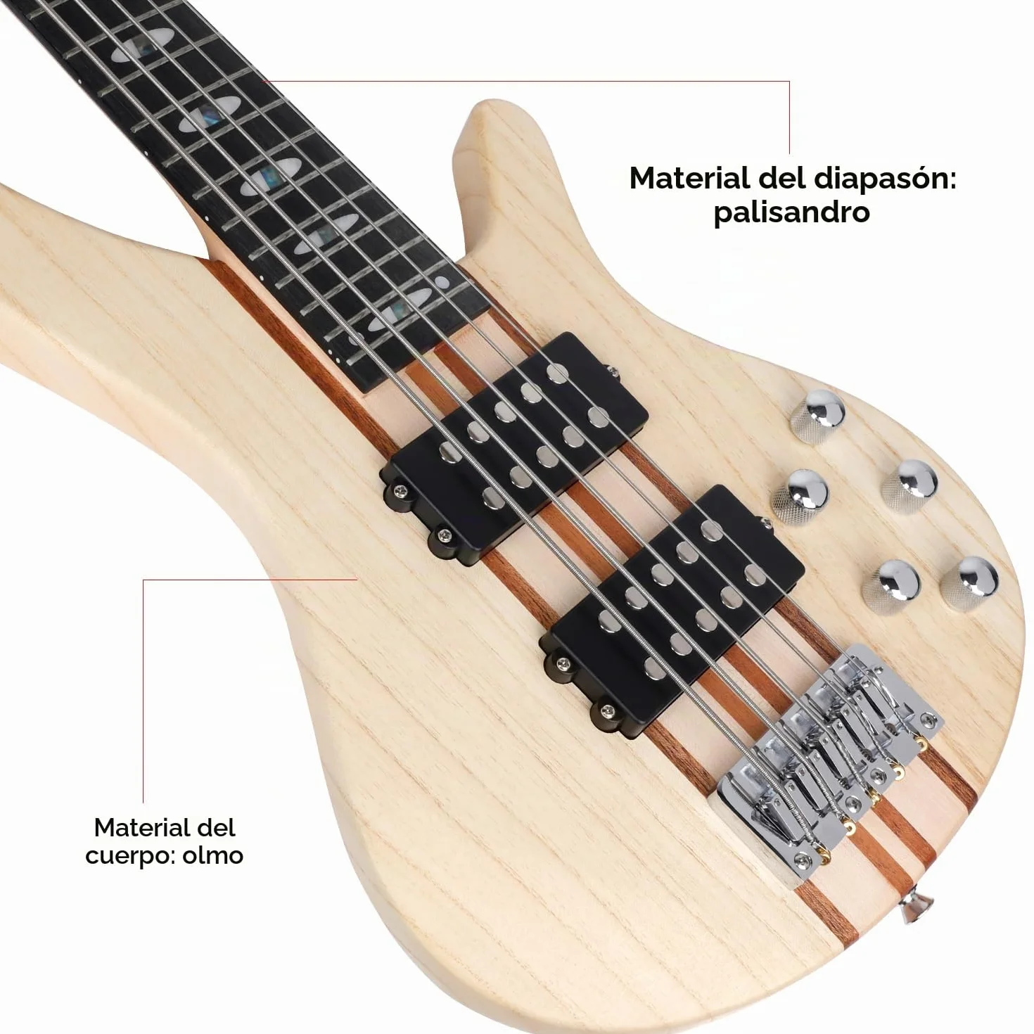 Bajo eléctrico 5 cuerdas de tamaño completo P bass kit para principiantes negro con bolsa de concierto, correa de guitarra y cable de guitarra (5s)