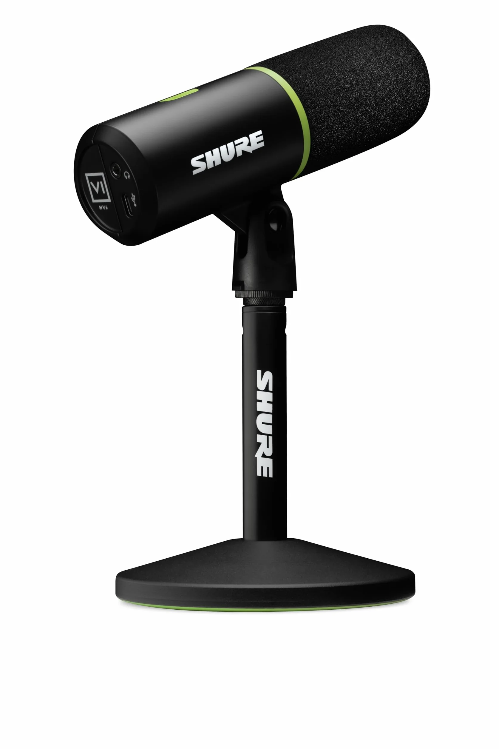 Shure MV6 Microfono par Juegos, Micrófono USB dinámico para PC para Juegos y Streaming - Soporte de Sobremesa de Base Redonda, Cancelación de Ruido de Fondo, Tap-to-Mute, 3.5mm Salida