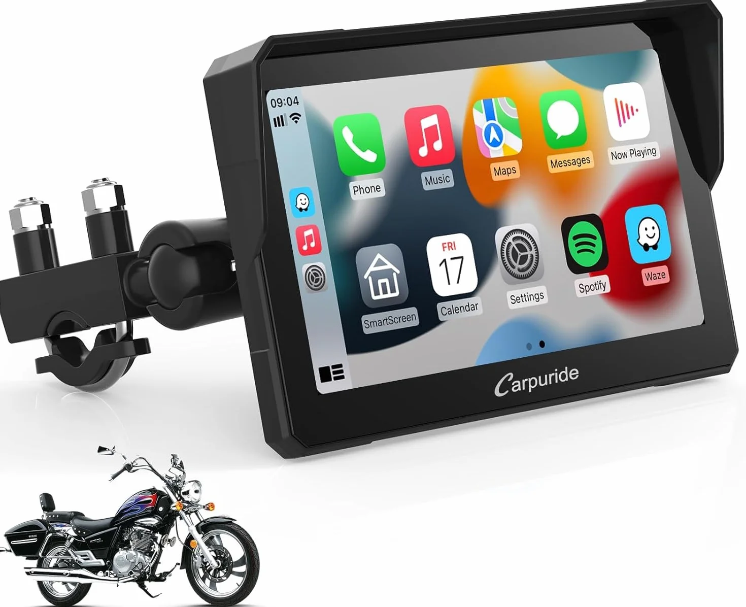 Carpuride W702 Pantalla GPS 7 Pulgadas CarPlay para Motocicleta - CarPlay Inalámbrico y Android Auto, Pantalla Táctil Impermeable, Bluetooth Dual, Navegación, Siri.