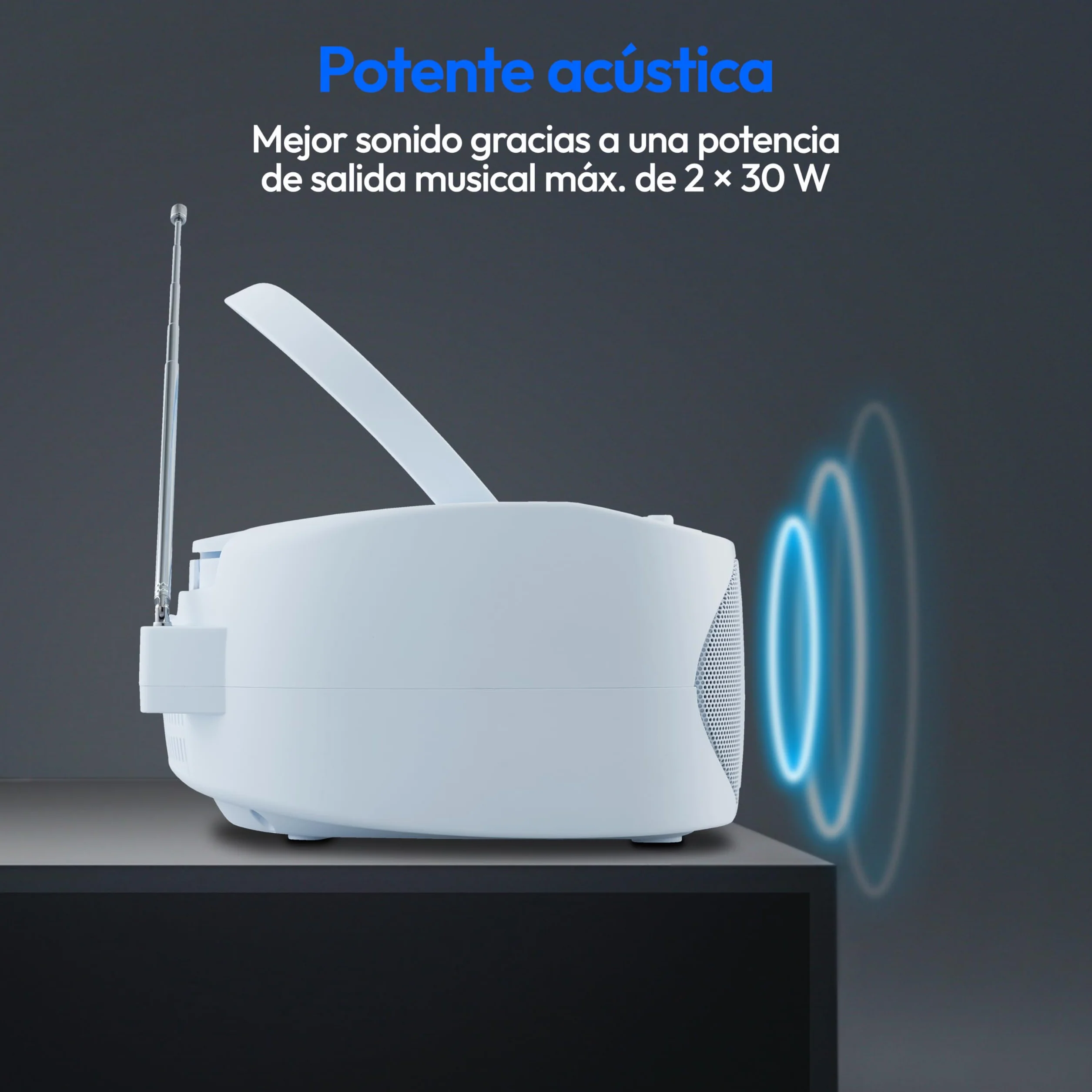 MEDION E65010 Radio estéreo (Reproductor de CD, Casete, conexión USB, Entrada de Audio AUX, reproducción MP3. Radio FM PLL, Memoria para 40 emisoras, Funcionamiento con Pilas, Mando a Distancia) Azul