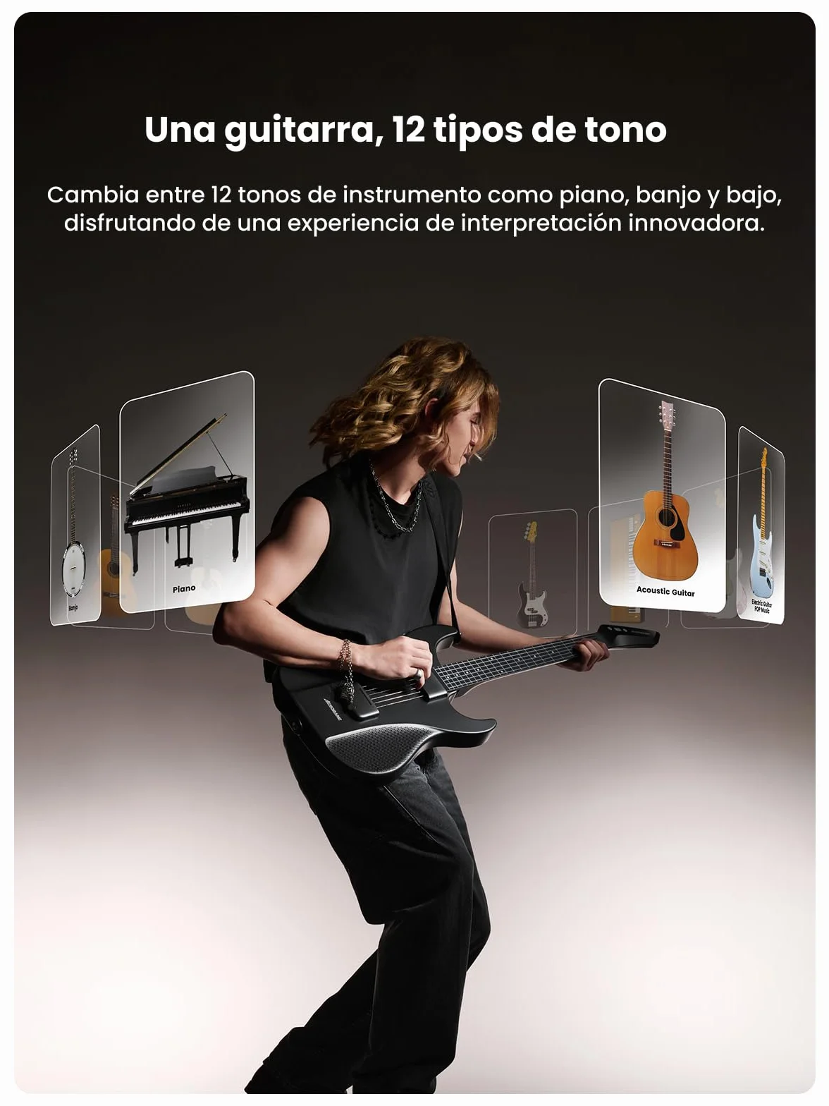 AeroBand Guitarra Eléctrica Acústica Sin Cuerdas, Innovadora Guitarra de Viaje para Principiantes, Entusiastas, Adultos, Regalo