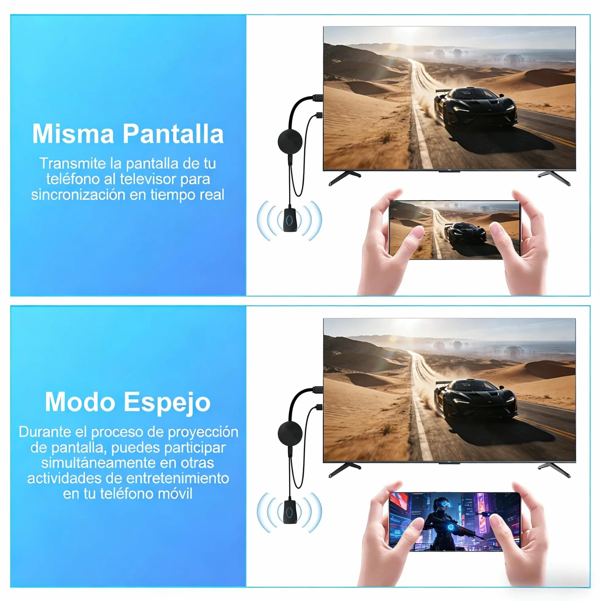 Adaptador HDMI Inalámbrico 4K Dongle WiFi Display 1080P para TV Proyector Monitor Miracast AirPlay DLNA Streaming iPhone Android PC