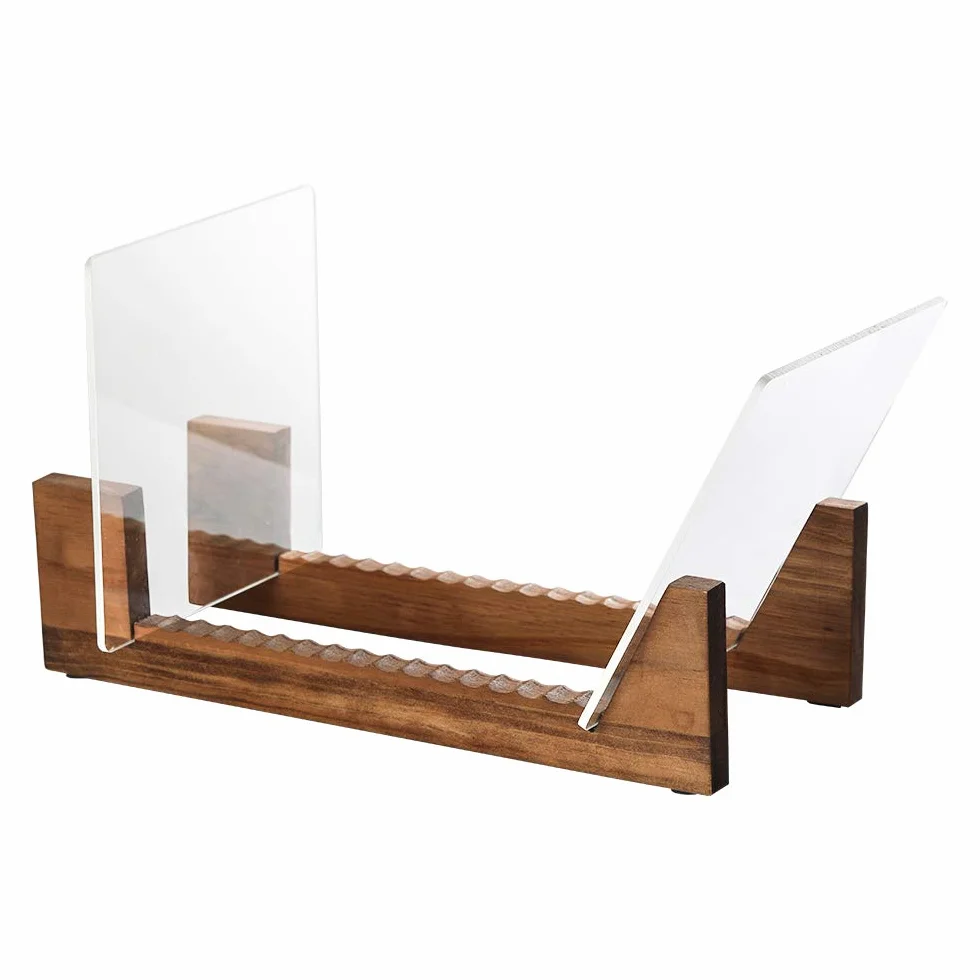 Estanterias para Discos de Vinilo,Almacenamiento Discos Vinilo,Soporte para Discos de Vinilo de madera maciza con soporte de acrílico transparente,diseño premium, Capacidad 50 Álbumes,Marrón