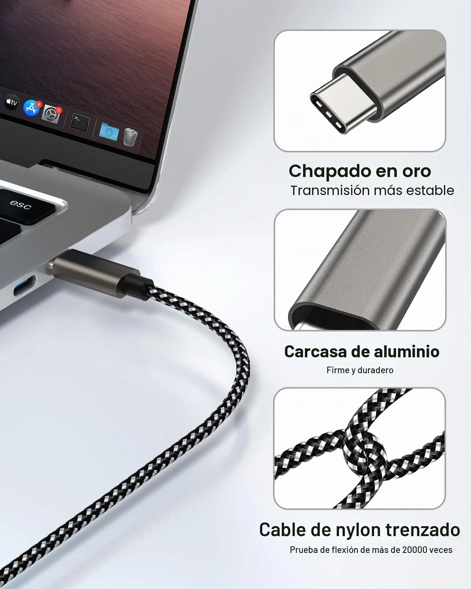 Cable HDMI a USB C 4K 2M USB C to HDMI Compatible Thunderbolt 3/4 MacBook Pro Air iPad Pro Galaxy S23 S22 Note 20