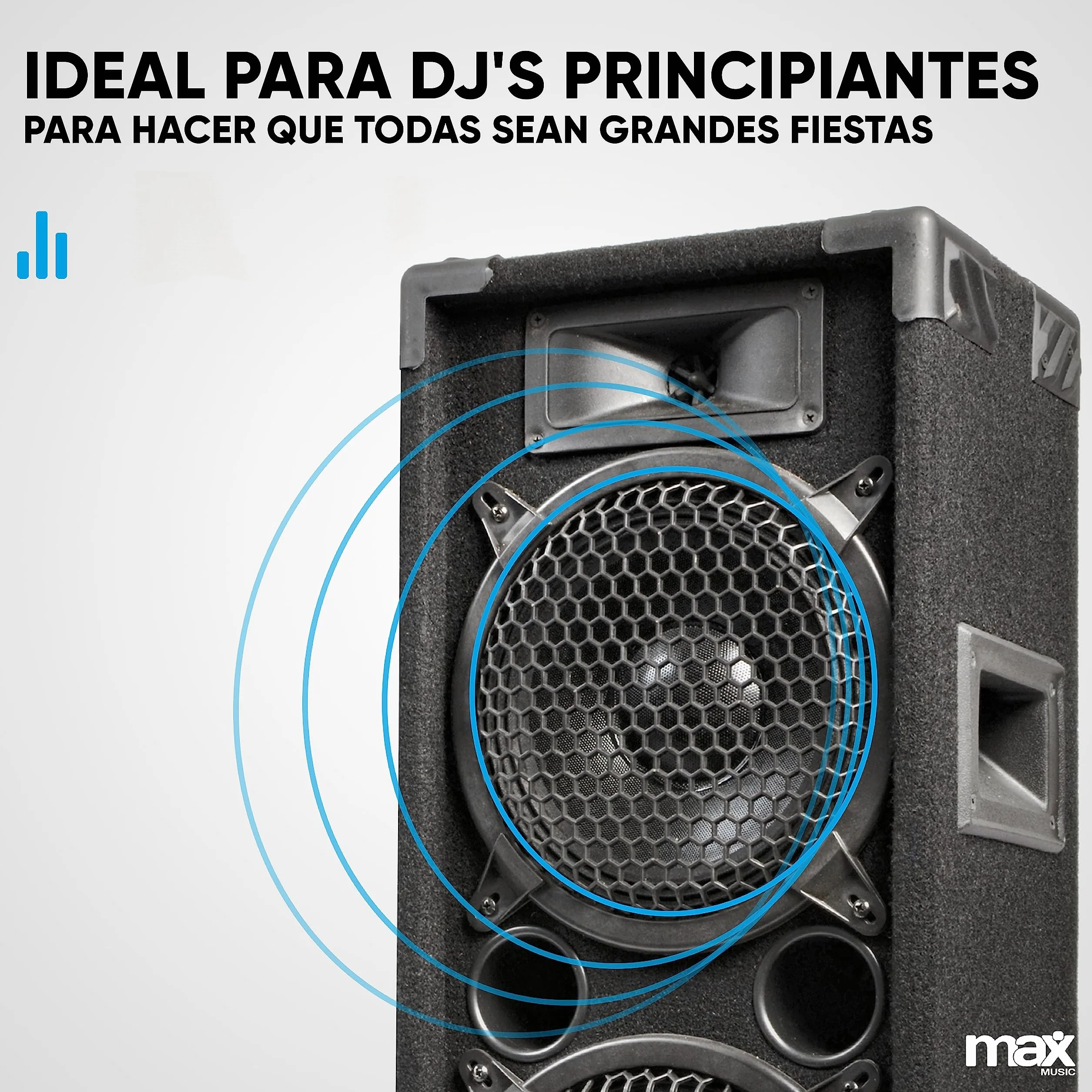 Max MAX28 - Pack de Altavoces para DJ, Incluye Amplificador, Amplificador de 1000 vatios, 2 Altavoces con Amplificador MAX28, Altavoces para Discoteca PA, Sistema de Altavoces para Discoteca DJ