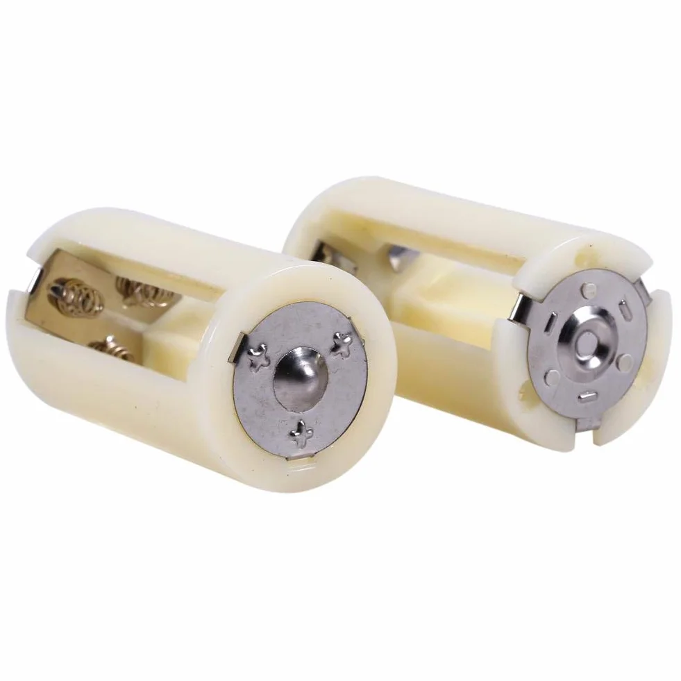 Richer-R Mini Adaptadores de Batería Portátil,Convertidores 3 Pilas AA a una Batería D(4 Piezas,Blanco)