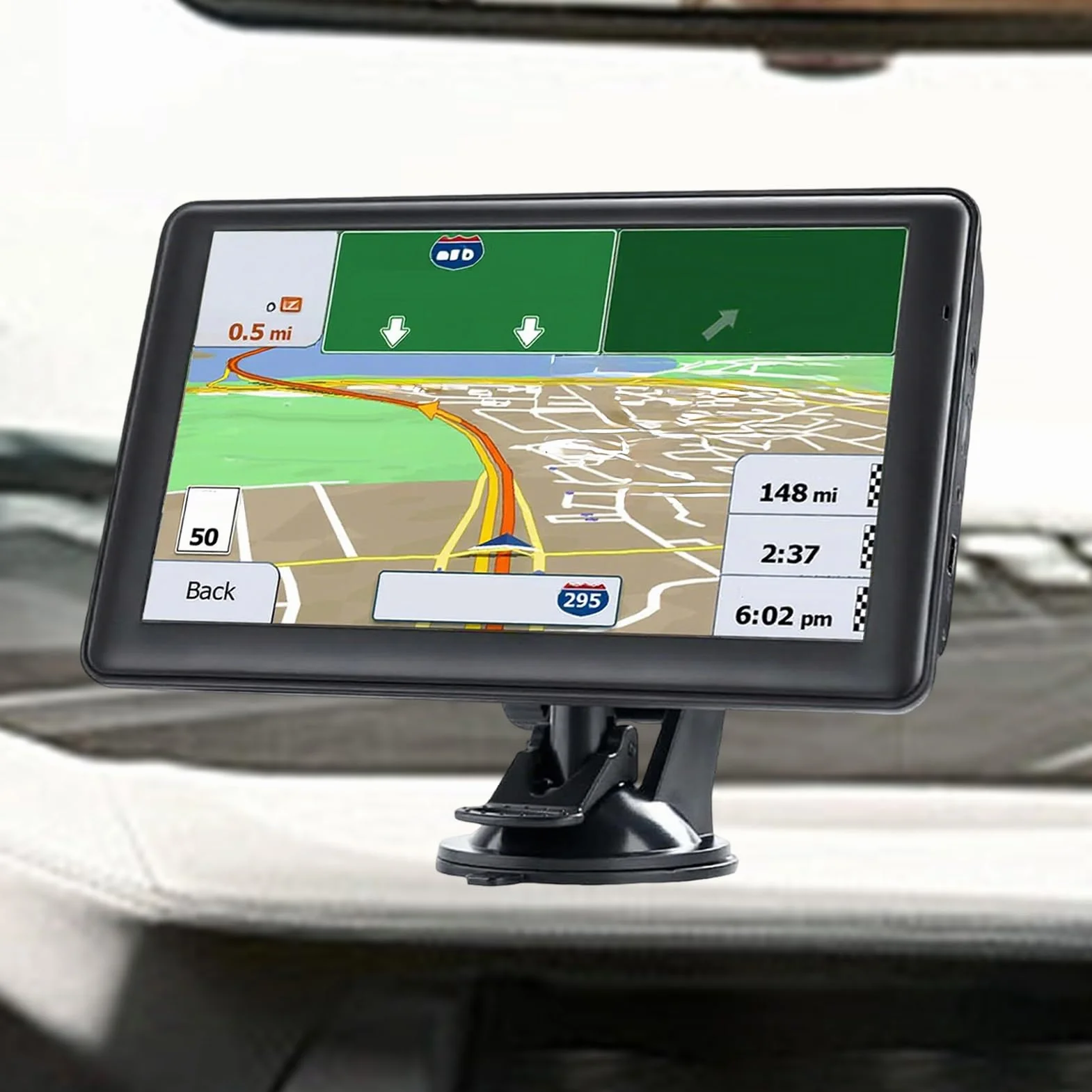 Navegador GPS para Coche,Navegación para Coche 7 Pulgadas (17.8 cm) | Pantalla Táctil con Mapas Inteligentes Dispositivo Portátil para Viajes Largos Carretera Camiones Autocaravanas