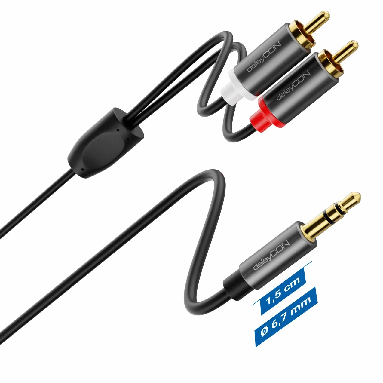 deleyCON 5m Cable Jack a Cinch RCA 3,5mm Audio Convertidor Móvil y Smartphone a Receptor HiFi