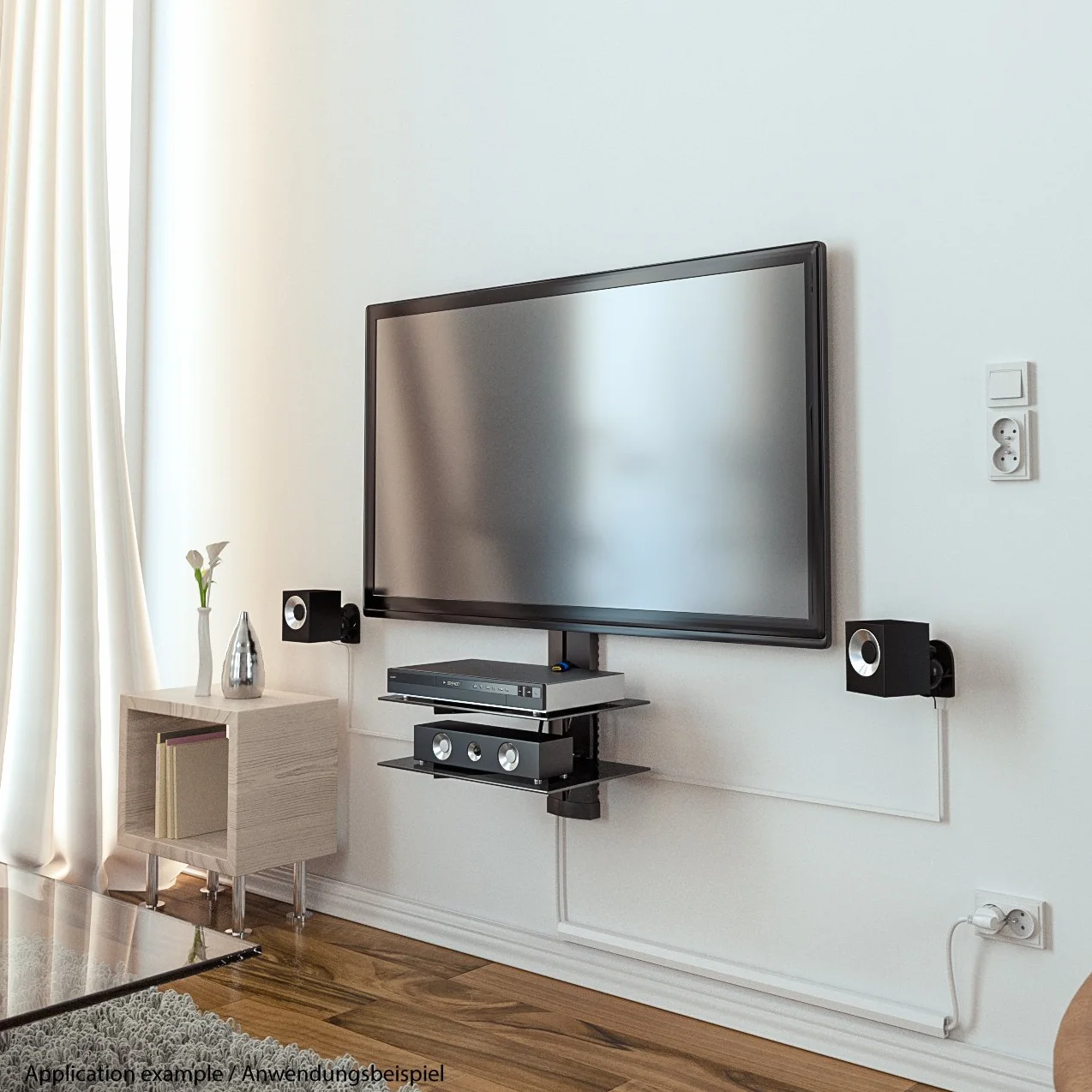 deleyCON Universal 2X Altavoz Soporte de Pared Apoyo Titular de Boxeo Giratorio + Basculante hasta 3,5kg Montaje en Techo + Montaje en Pared - Negro
