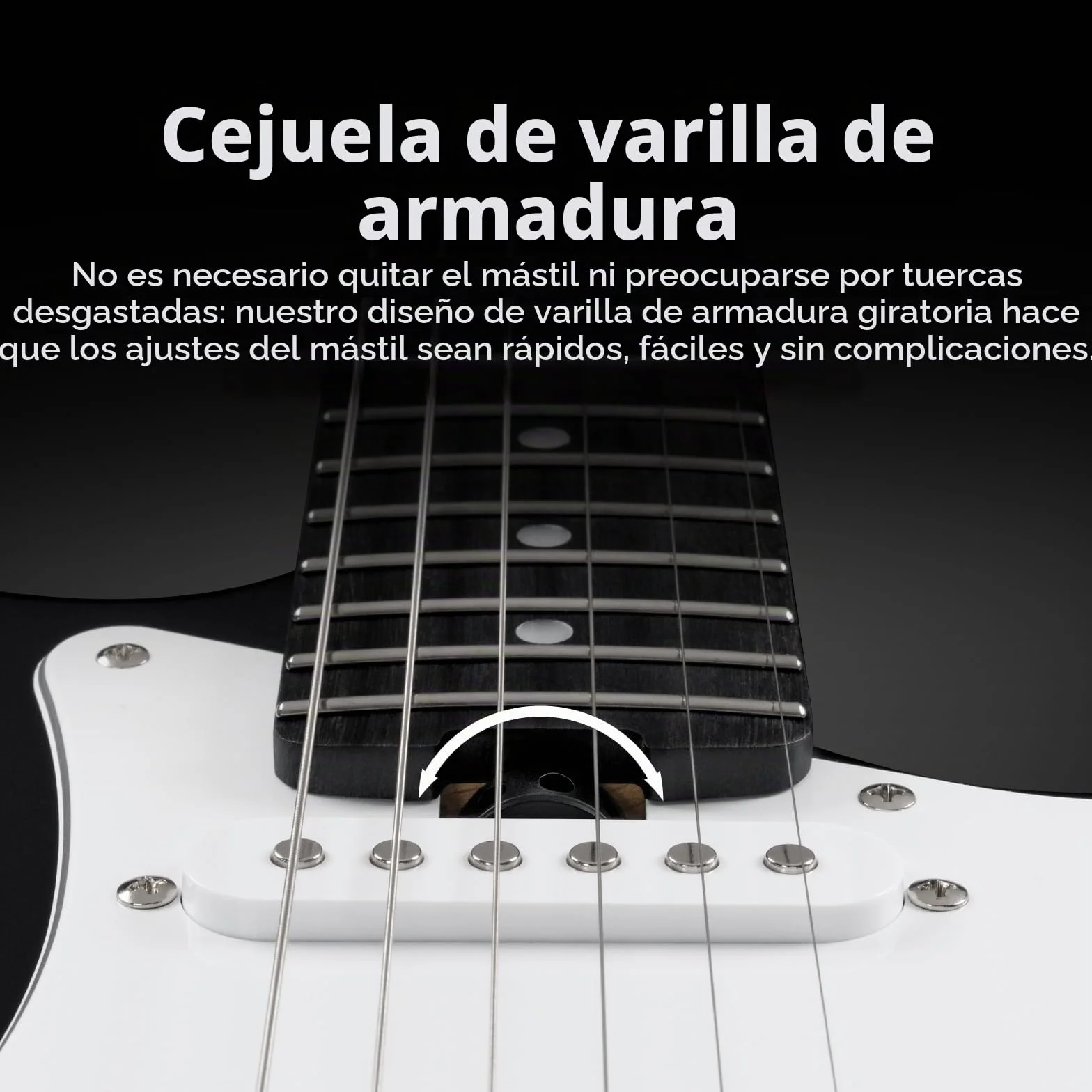 SONICAKE Guitarra Eléctrica de 39" Tamaño Completo con Pastillas Clásicas SSS, Cuerpo Ligero, Puente Tremolo, Trastes Redondeados y Alma Ajustable QGT-10 (Negro)