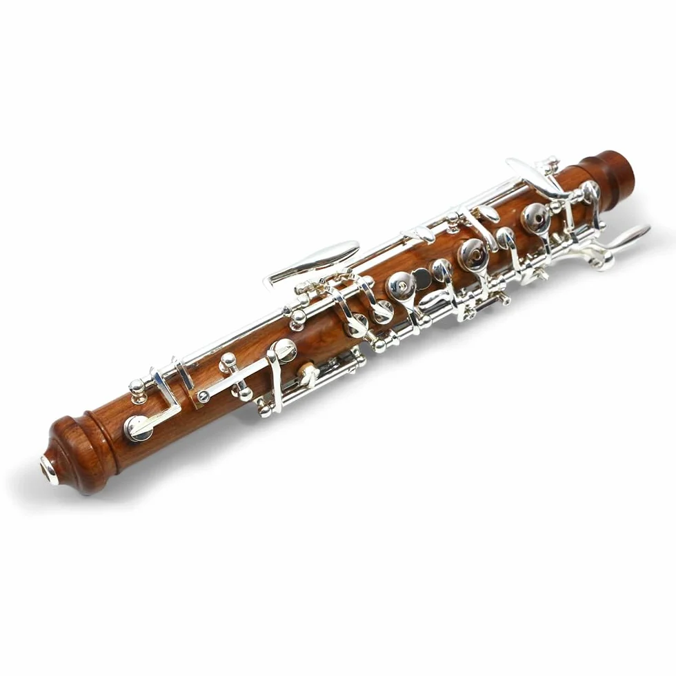 Llave C profesional para oboe de ébonita/palisandro, bifurcada, 3ª octava, llave F izquierda (plateado)