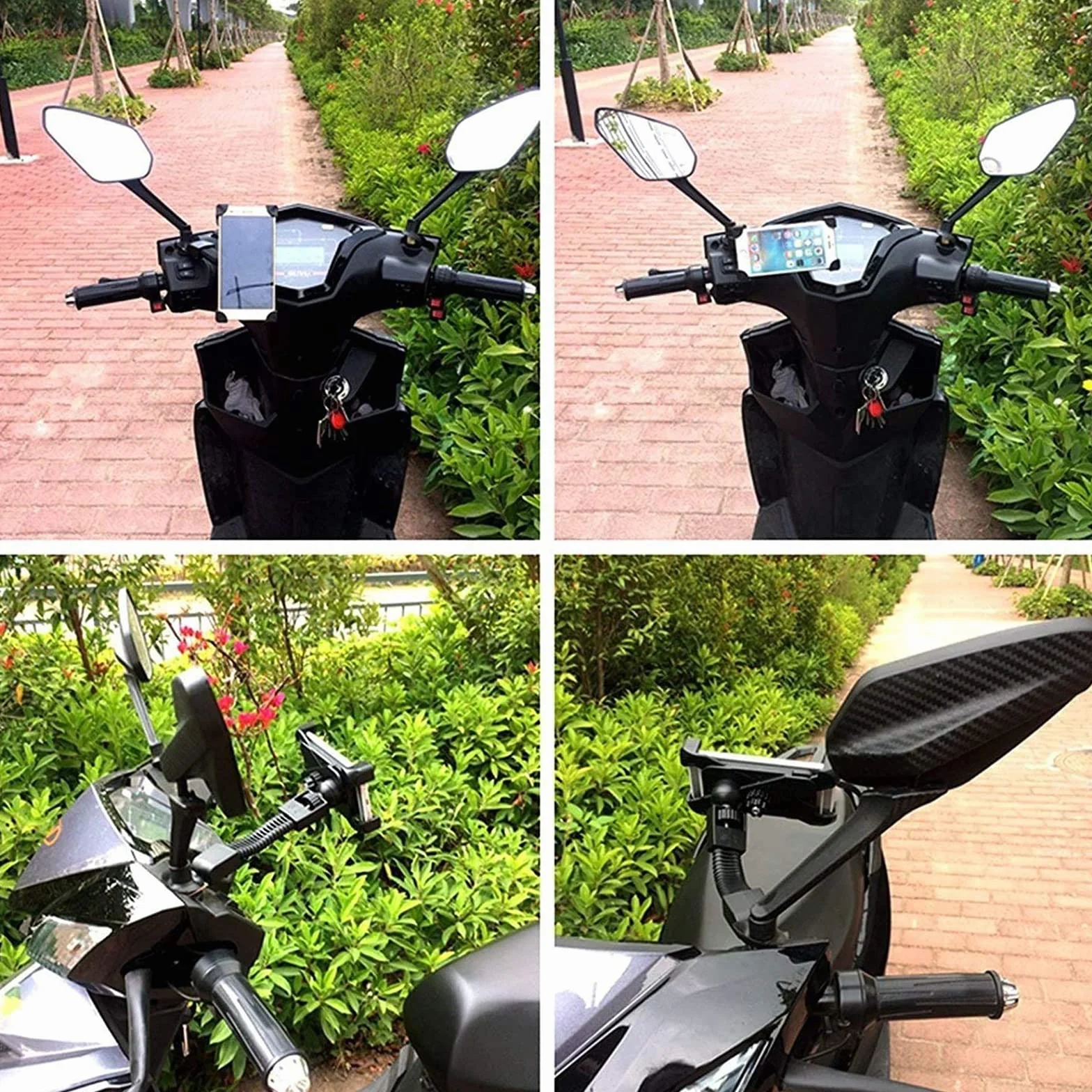 Soporte de Móvil para Motocicleta, Soporte para Teléfono 360 ° Giratorio, Soporte para Moviles Inteligentes de Maximo 6.3 Pulgadas para Teléfono Móvil Universal