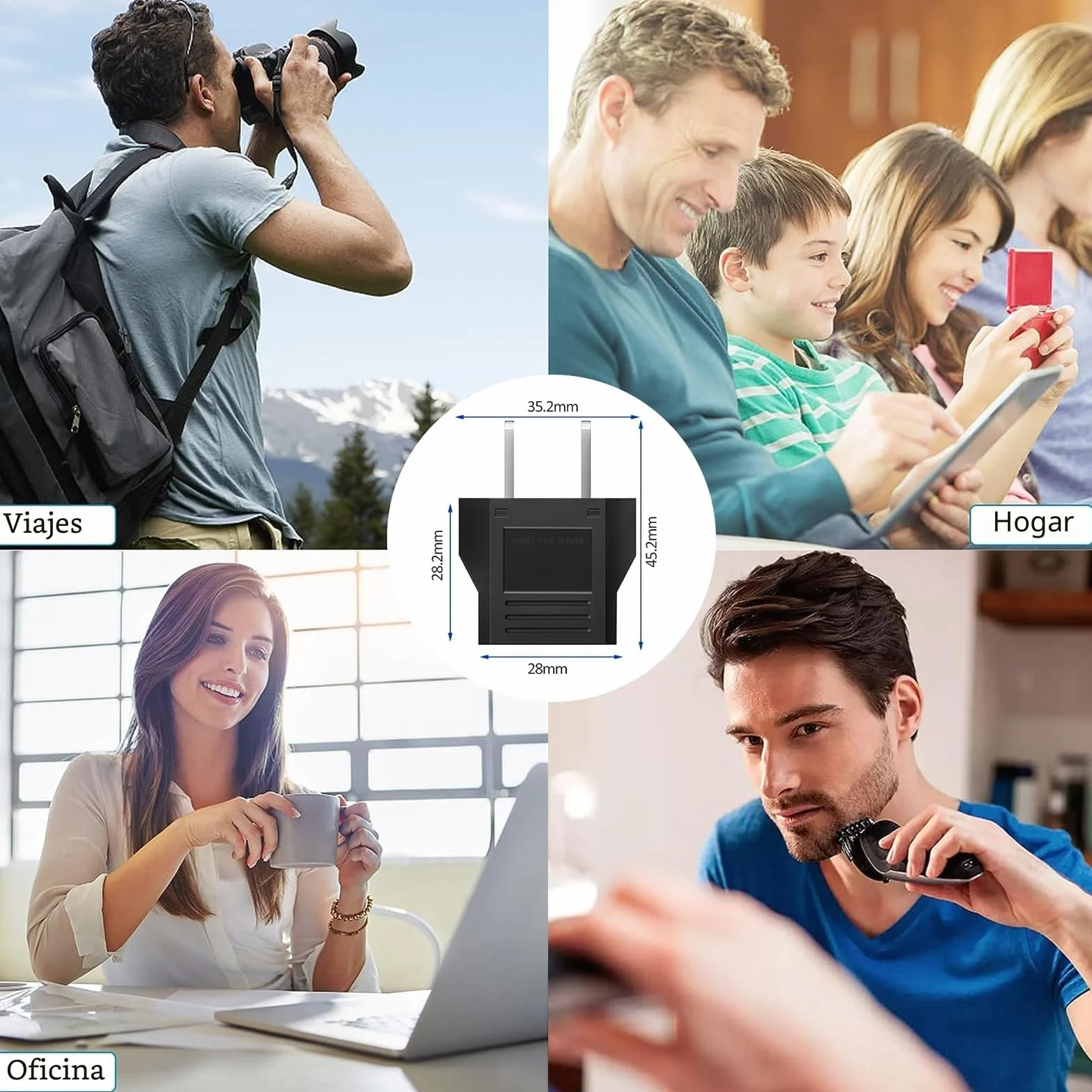 Adaptador Enchufe Europeo a Americano Tipo C/E/F/L/N a Tipo A 4 Piezas Negro para Viajeros USA Japón México Canadá