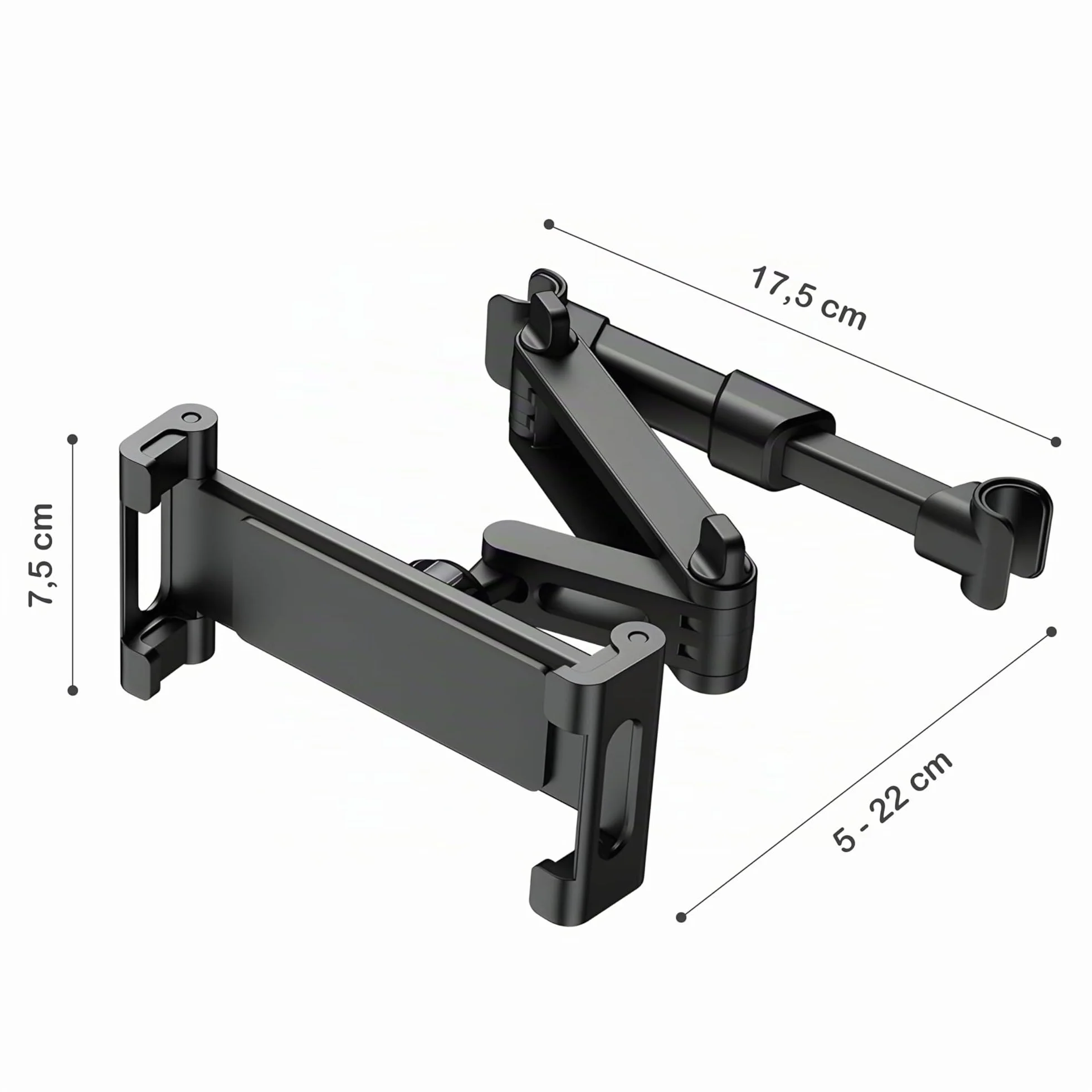 Retoo Soporte Tablet Coche Reposacabezas, Sujeta Cabezas 360° Rotación, Ajustable para Niños, Compatible con Dispositivos de 140-250mm, Funda y Accesorios para Móvil y Tablet