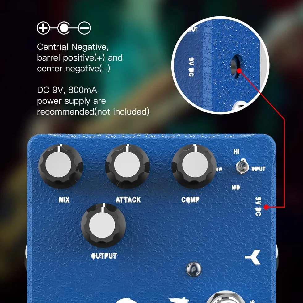 JOYO Pedal de compresor y pedal de impulso limpio con 3 bandas EQ efecto sostenido para guitarra eléctrica, bajo, diseño True Bypass (edición de gama alta D55)