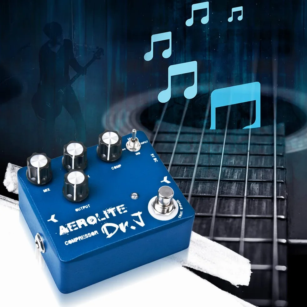 JOYO Pedal de compresor y pedal de impulso limpio con 3 bandas EQ efecto sostenido para guitarra eléctrica, bajo, diseño True Bypass (edición de gama alta D55)