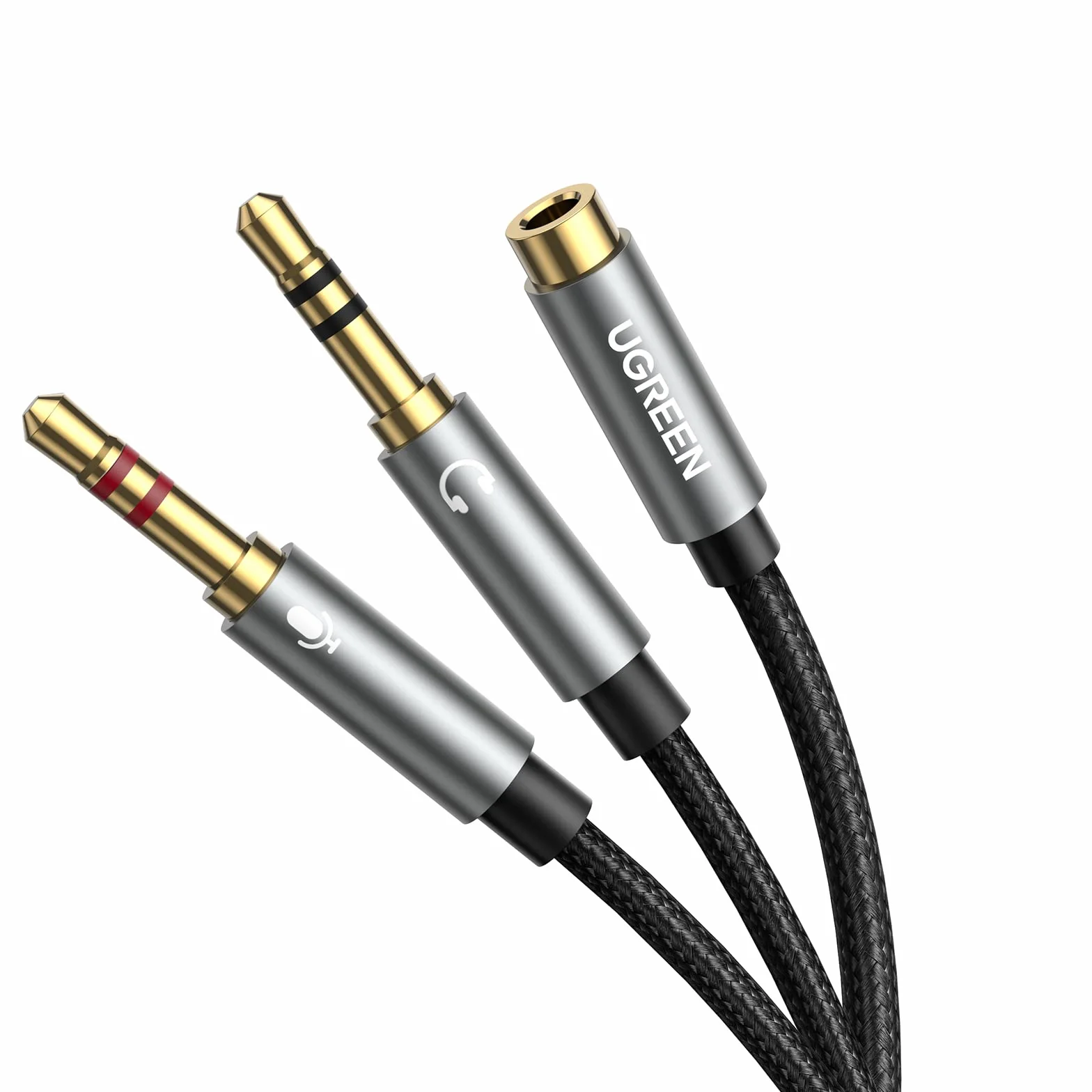 UGREEN Adaptador Splitter Jack 3.5mm Micro y Auriculares Separador de Audio y Micrófono con HiFi Sonido Mic 1 Hembra a 2 Macho Compatible con Gaming Cascos de PS4 Xbox EarPods PC (20CM)