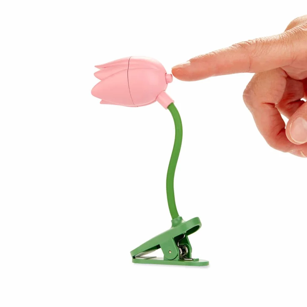 Balvi Luz Lectura Tulip Color Rosa Lámpara Flexible con Pinza en Forma de tulipán para Leer por la no