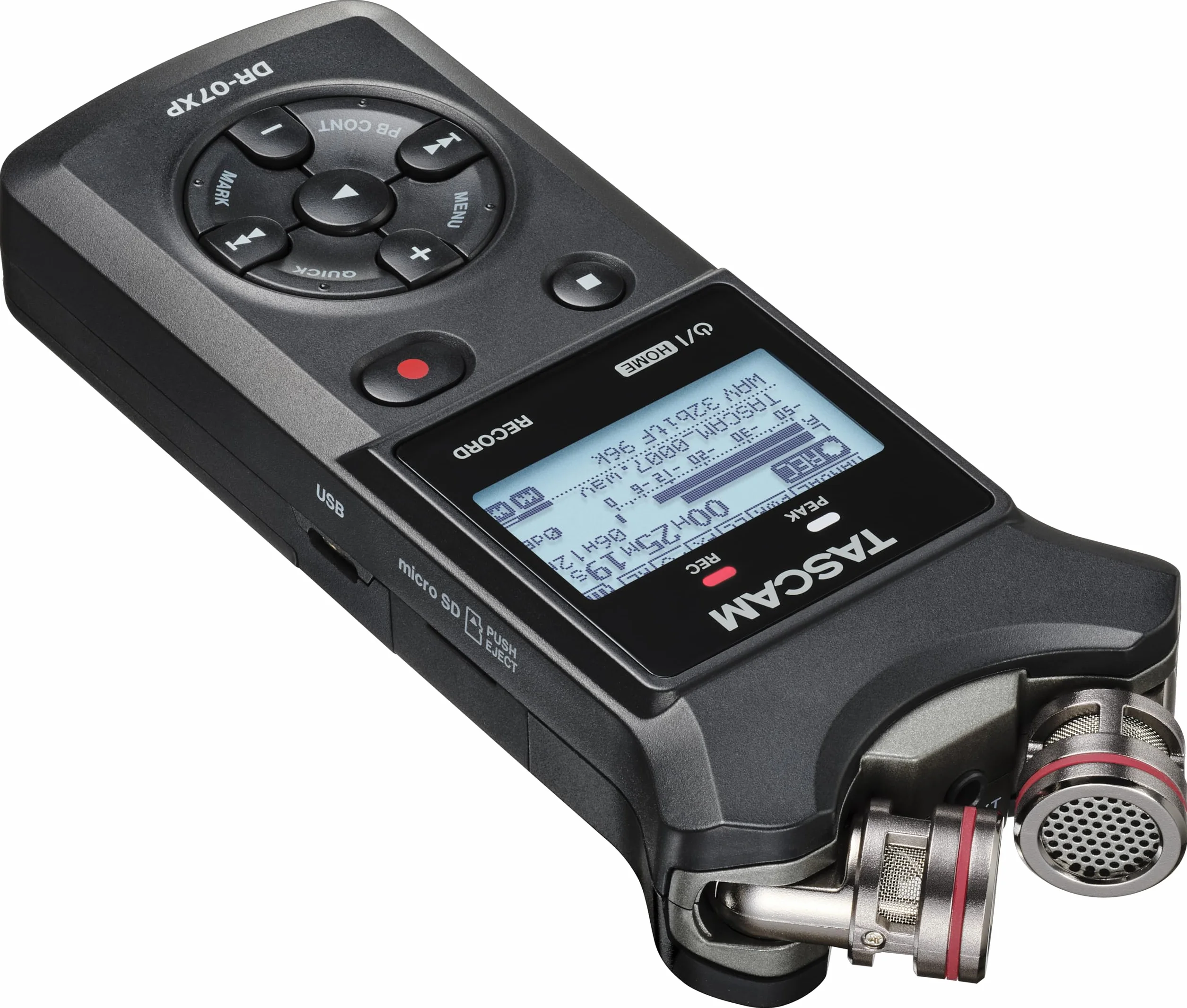 Tascam DR-07XP - Grabadora portátil de Mano Flotante de 2 Canales de 32 bits con micrófonos Ajustables e Interfaz de Audio USB-C