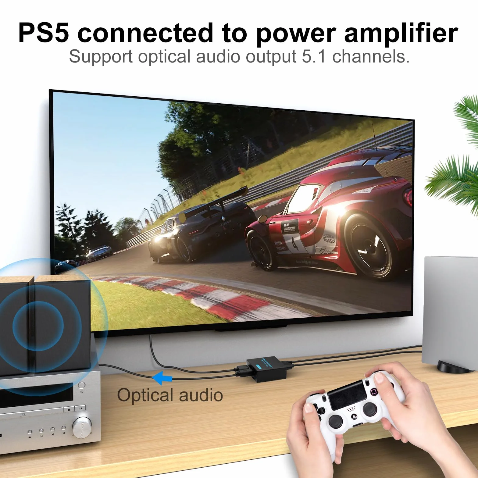 VEDINDUST HDMI Audio Extractor 4K Splitter Toslink SPDIF 3.5mm Audio Adaptador DTS PCM PS4 PS5 Xbox