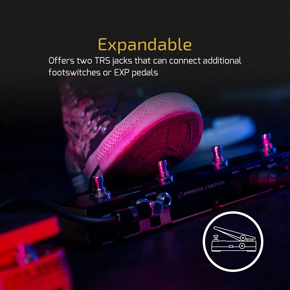 HOTONE MIDI Pedal controlador de pie Bluetooth Ampero Control de 4 botones