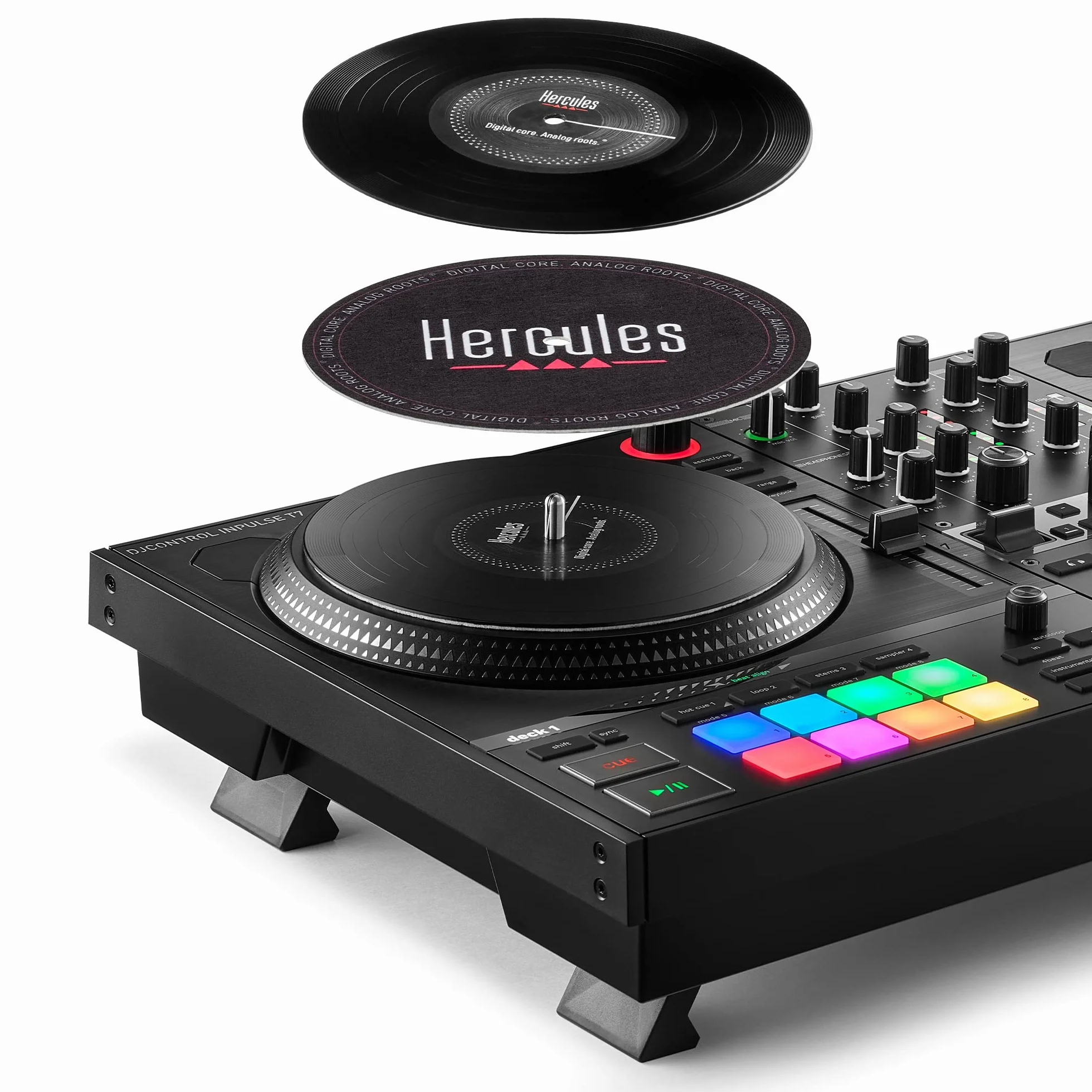 Hercules DJControl Inpulse T7 -Controladora de DJ Motorizada Negra de 2 Decks - incluye Serato DJ Lite y el software DJUCED
