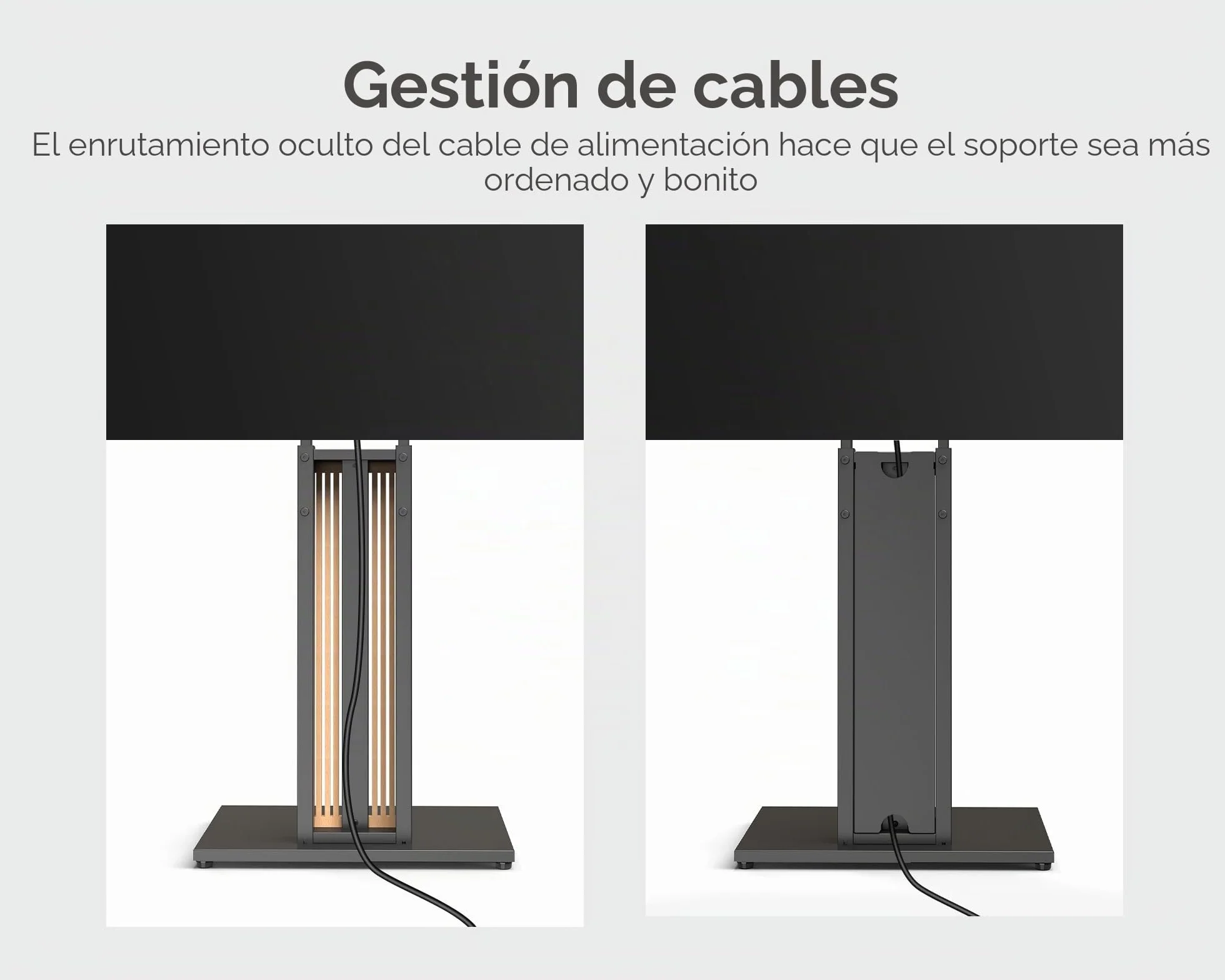 FITUEYES Soporte TV Pie de 32-65 Pulgadas Soporte TV Suelo de Madera de Haya Pie Altura Ajustable y Giro