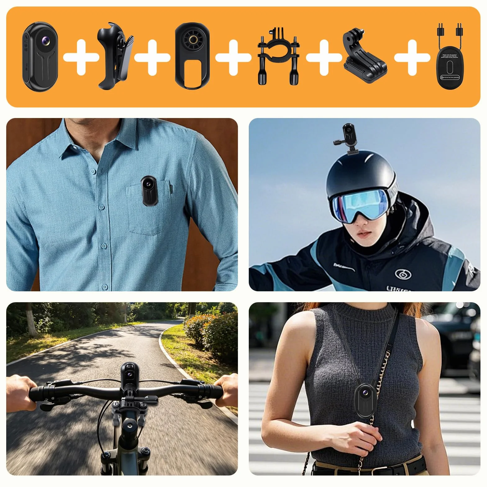 Mini Cámara Deportiva WiFi, Ultra HD 2K Action CAM con Pantalla,120° Gran Angular Cámara POV, Mini BodyCam con Visión Nocturna for Camara Casco Moto Vlog/Aventura