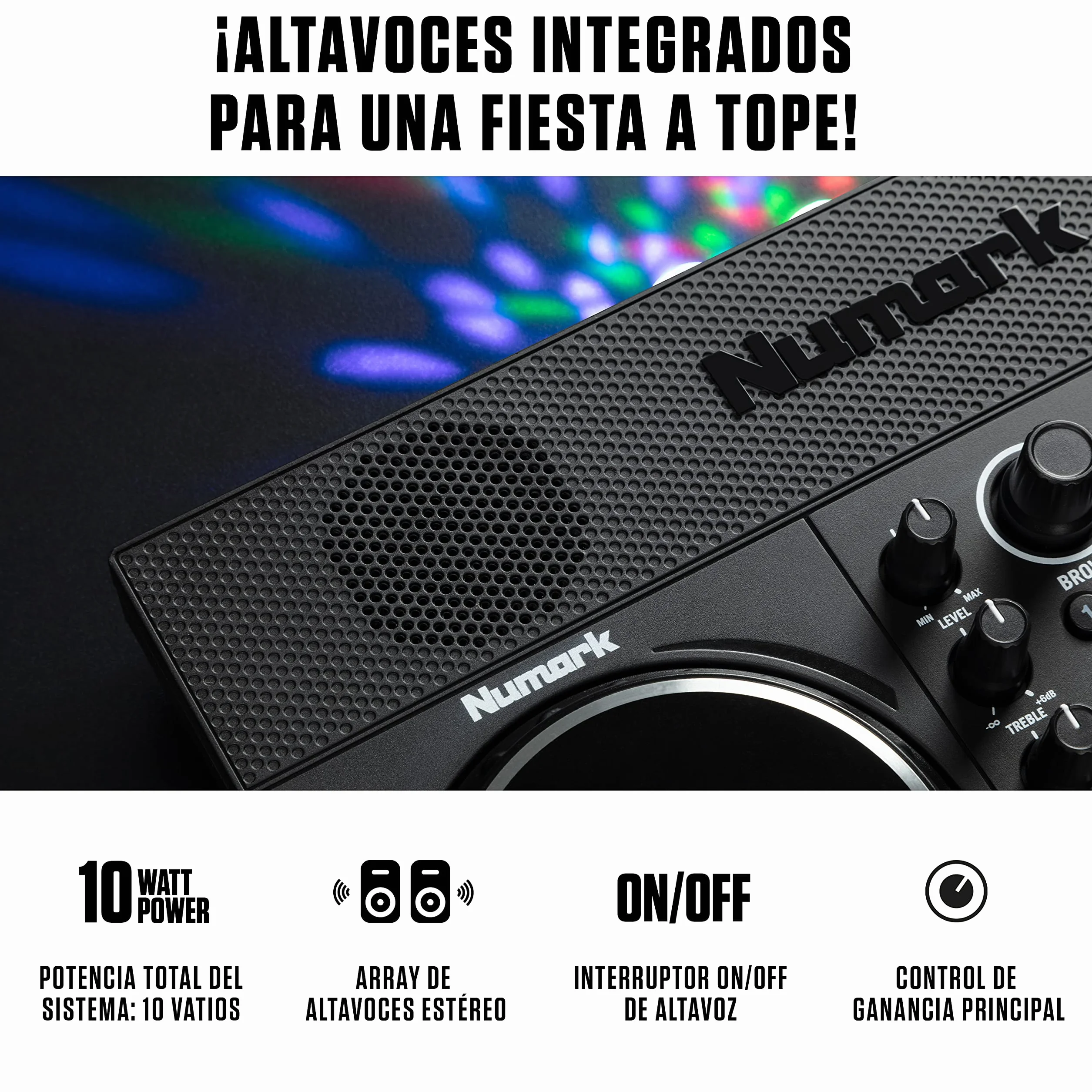 Numark Party Mix Live Controladora DJ, Mesa DJ Con Luces DJ, Altavoces, Mezclador DJ e Interfaz Audio, Con Serato DJ Lite