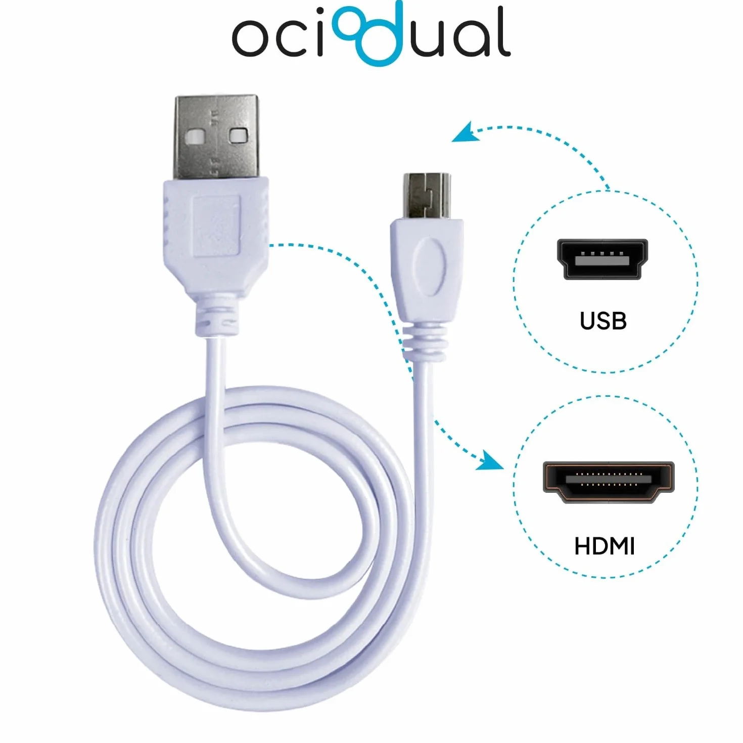 OcioDual Adaptador HDMI a RCA, Adaptador HDMI a AV, Convertidor HDMI a RCA, Conexión Audio Estéreo y Video 1080p PAL/NTSC para PC, TV, PS1, PS2, N64, HDMI2AV, Blanco