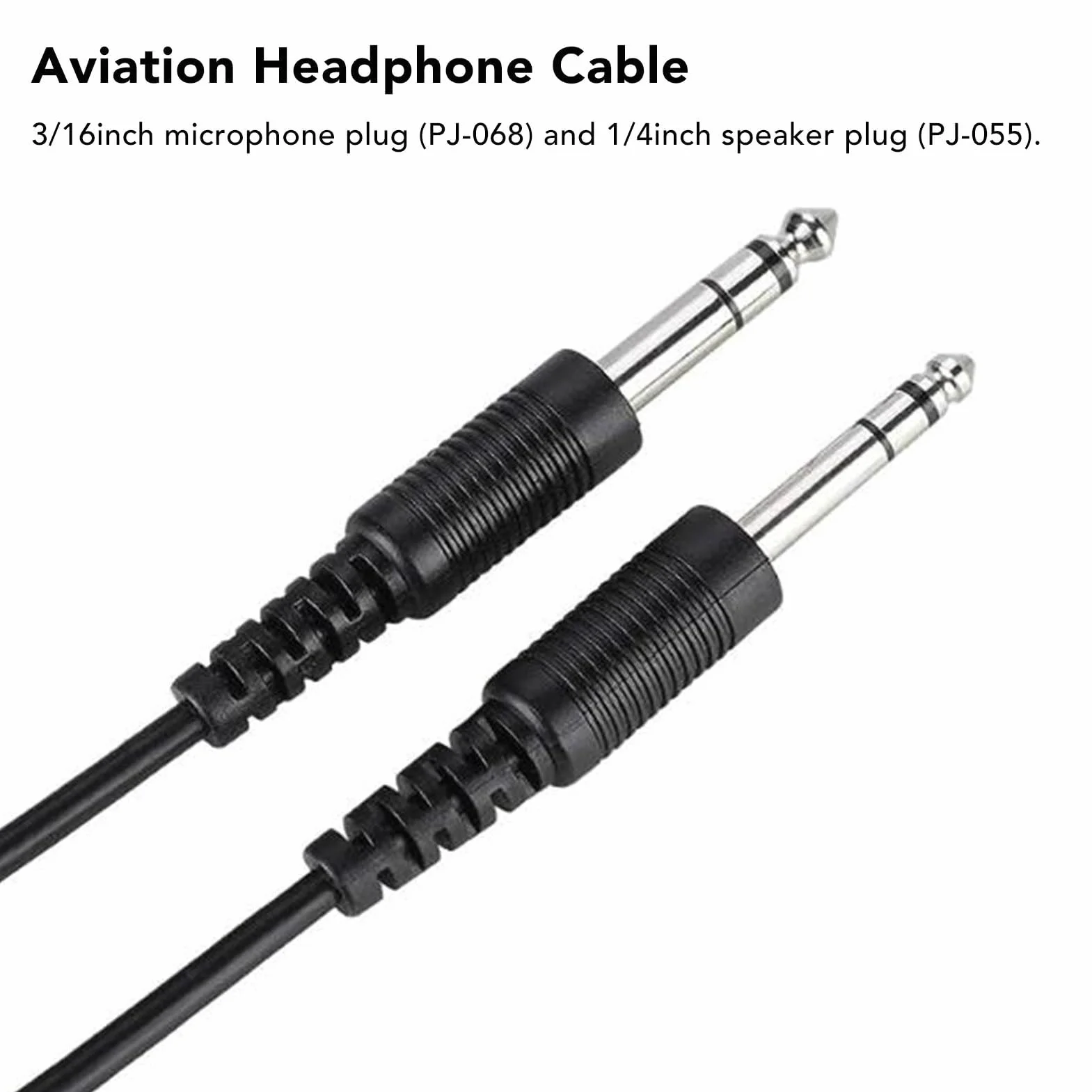 Cable de Repuesto para Auriculares de Aviación para David Clark AVCOMM Pilot, Cable de Bricolaje de 6.6 Pies, Enchufes GA Duales, Material de PVC Duradero, Fácil de Operar,