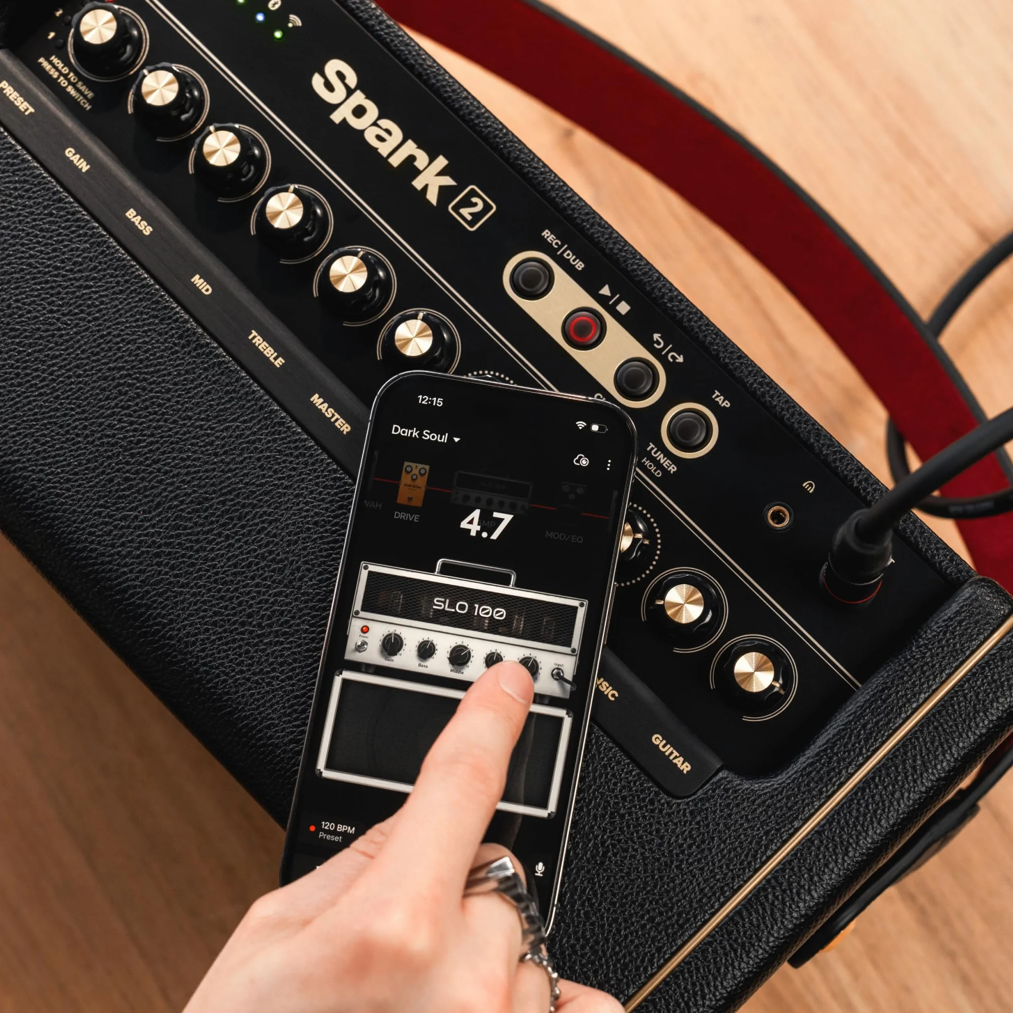 Positive Grid Spark 2: Amplificador de práctica para Guitarra de 50 W y Altavoz Bluetooth con Looper más App Inteligente para Guitarra eléctrica, acústica y bajo con Funciones IA.