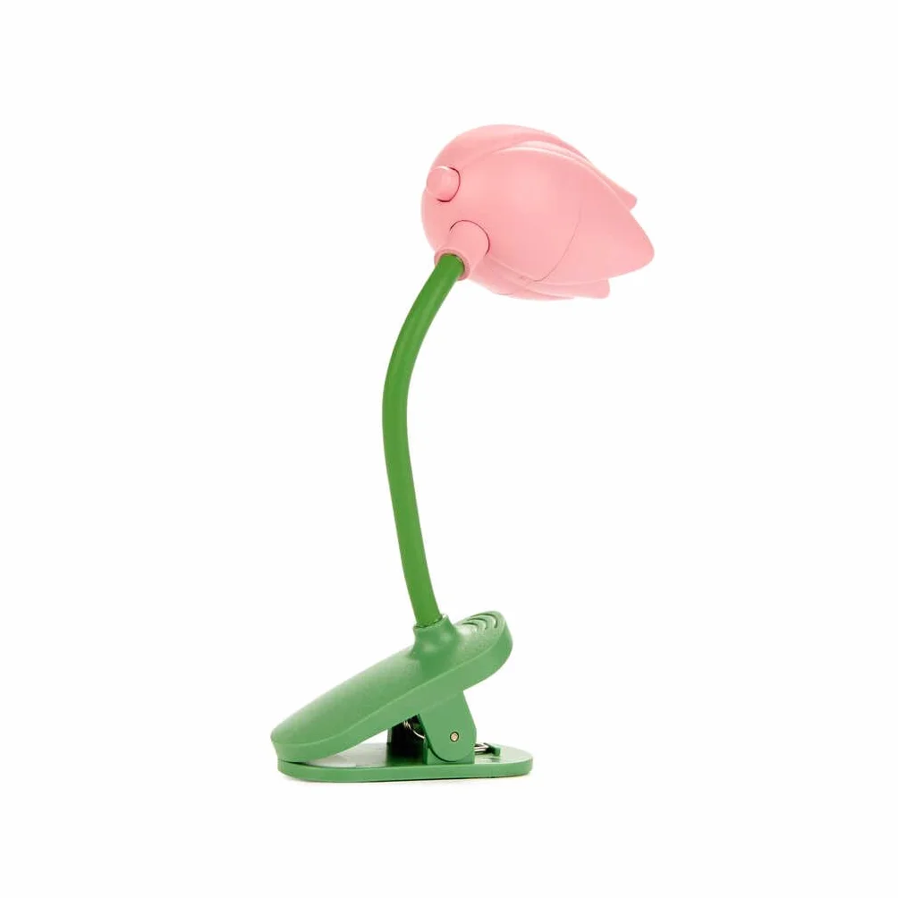 Balvi Luz Lectura Tulip Color Rosa Lámpara Flexible con Pinza en Forma de tulipán para Leer por la no