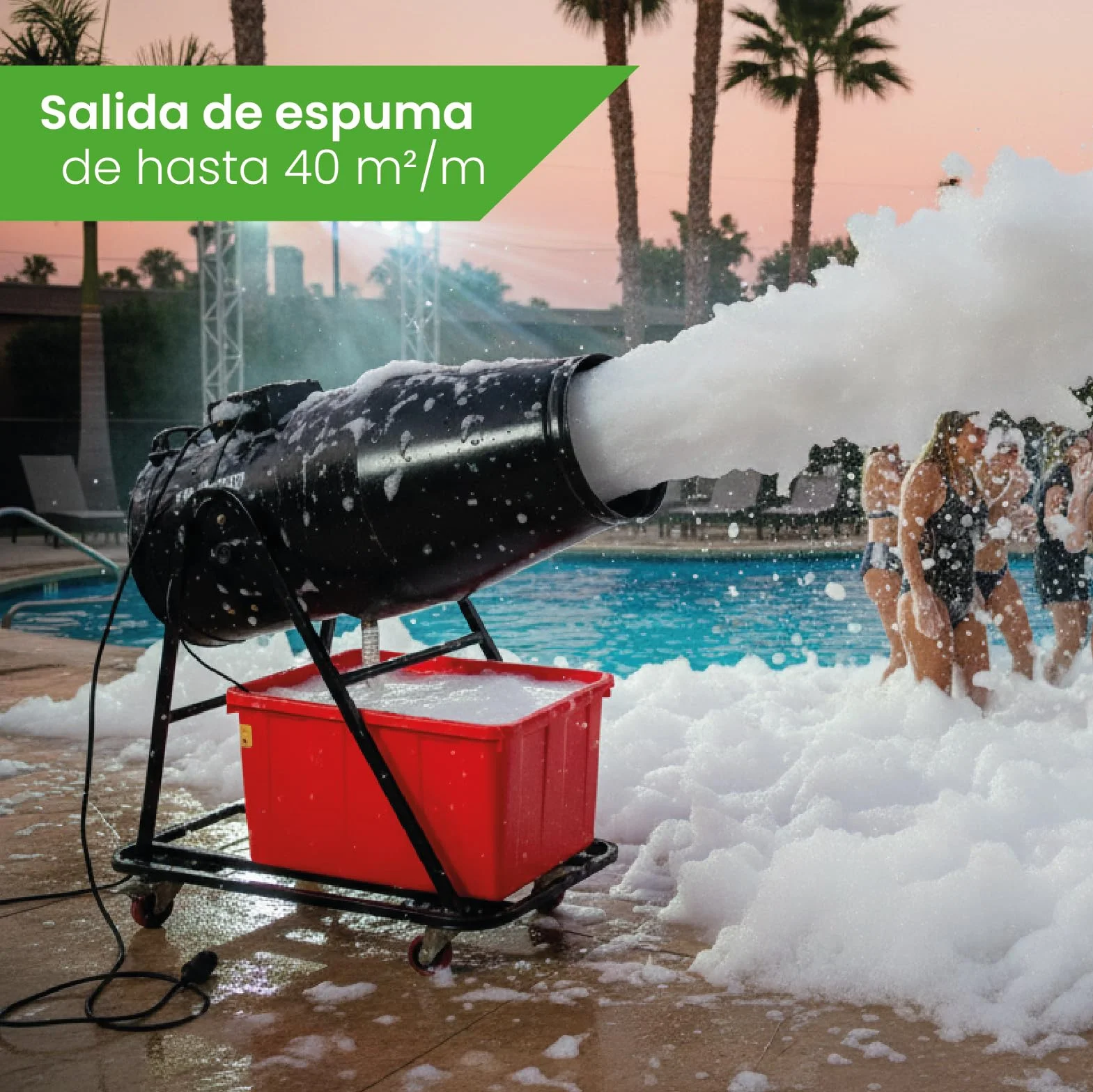 Cañón de Espuma Profesional para Fiestas con Maleta Flight Case – Máquina Espuma 2500W Alta Potencia, Alcance 8m, Generador Espuma Eventos, Discoteca, Pool Party, Fiesta Espuma Profesional