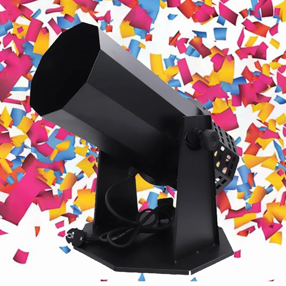 Lanzador de confeti profesional Máquina de confeti de 1500 W con control remoto, Máquina sopladora de confeti con efecto de escenario Altura de chorro 4-5 m, Lanzador de papel confeti conciertos