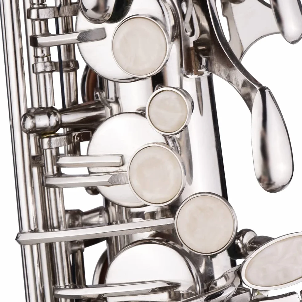 Btuty Saxofón Sax Eb Alto Latón E Plano con Patrón Tallado en Superficie, Boquilla de Plástico Exquisita con Guantes, Paño de Limpieza, Cepillo, Correas