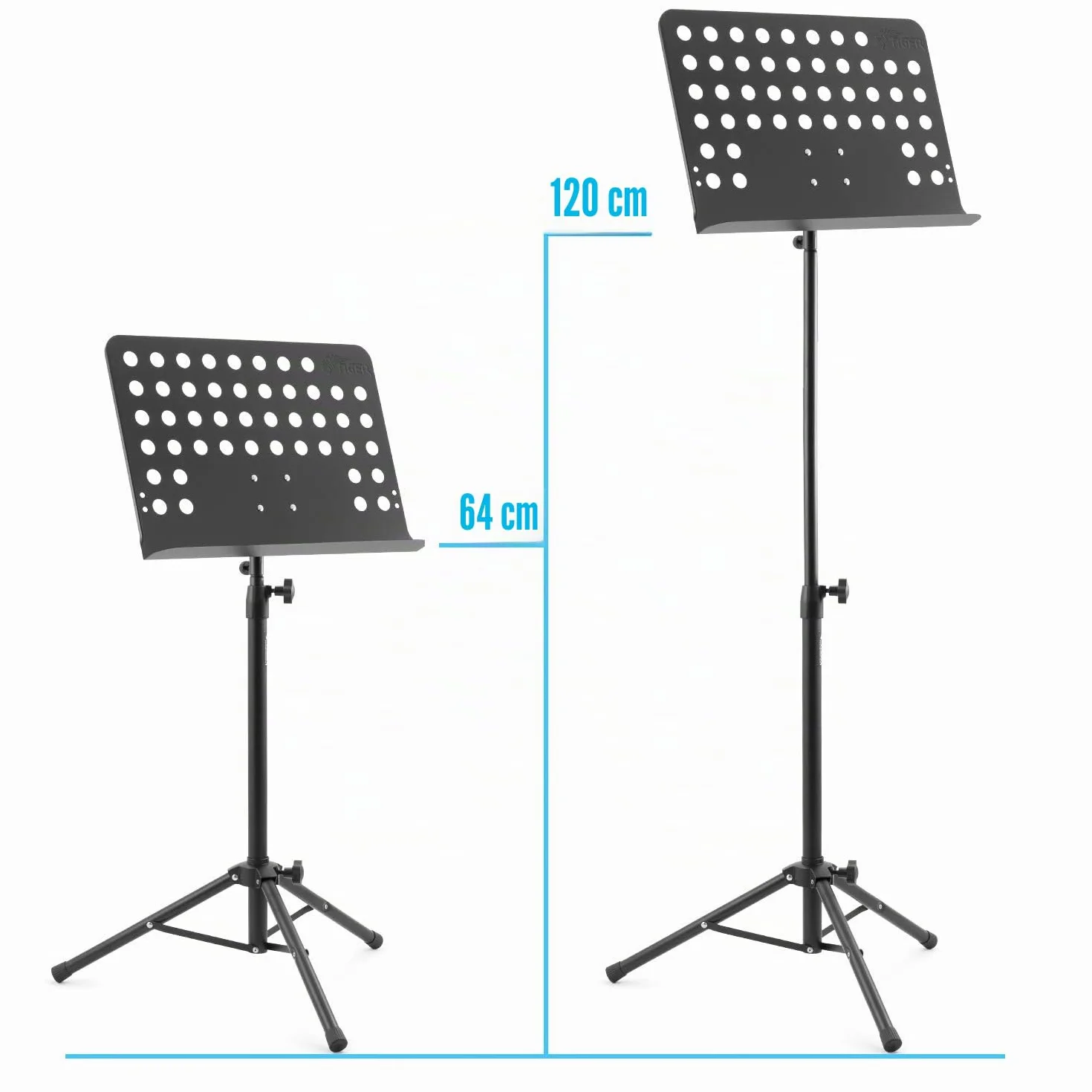 TIGER MUS7-BK Atril para música orquestal, atril para partituras totalmente ajustable - Negro