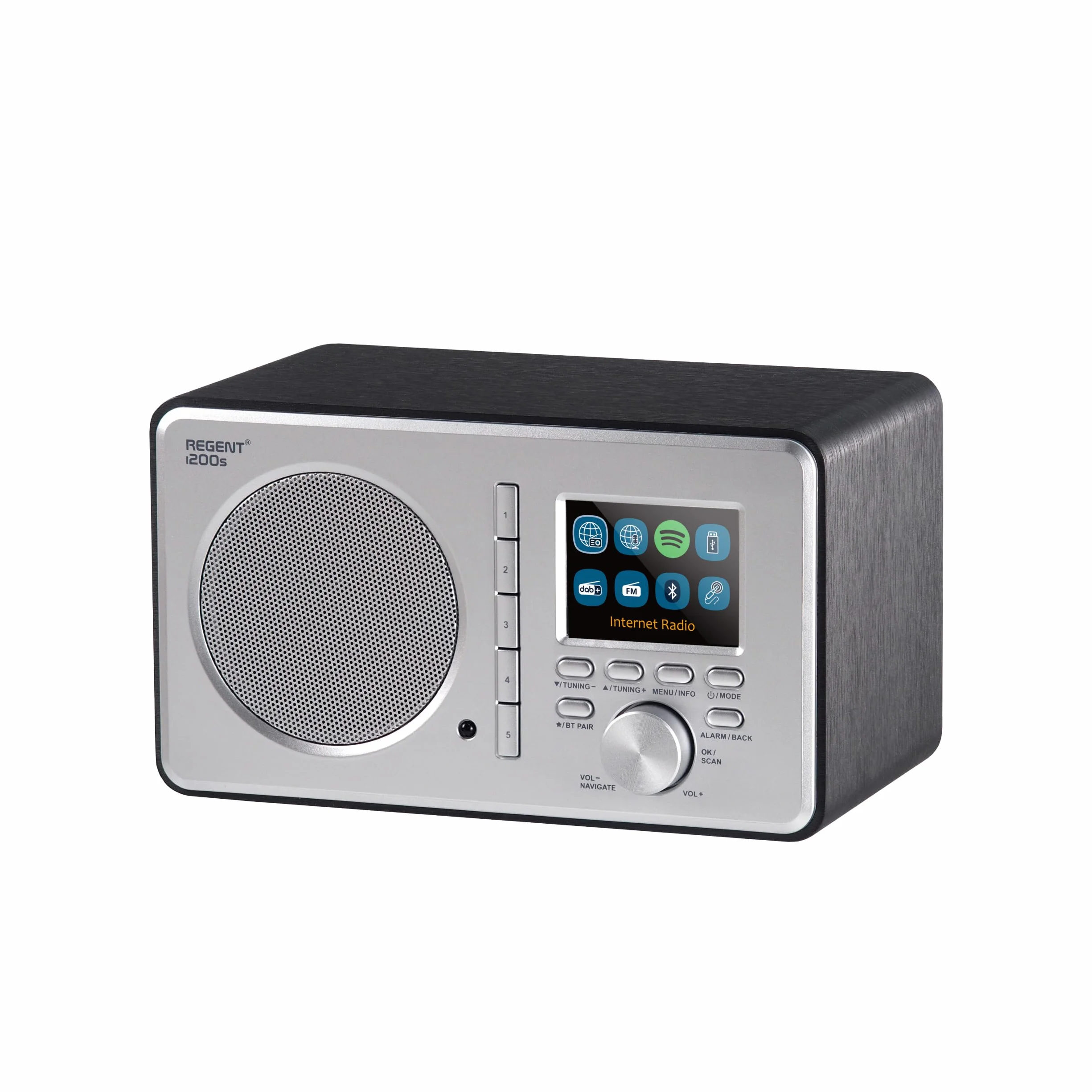 Ferguson Regent i200s Radio por Internet WLAN Radio con Bluetooth, FM/DAB/DAB+ Radio FM, Spotify Connect, radio despertador, ecualizador, pantalla a color, USB, AUX-IN, temporizador de sueño, control