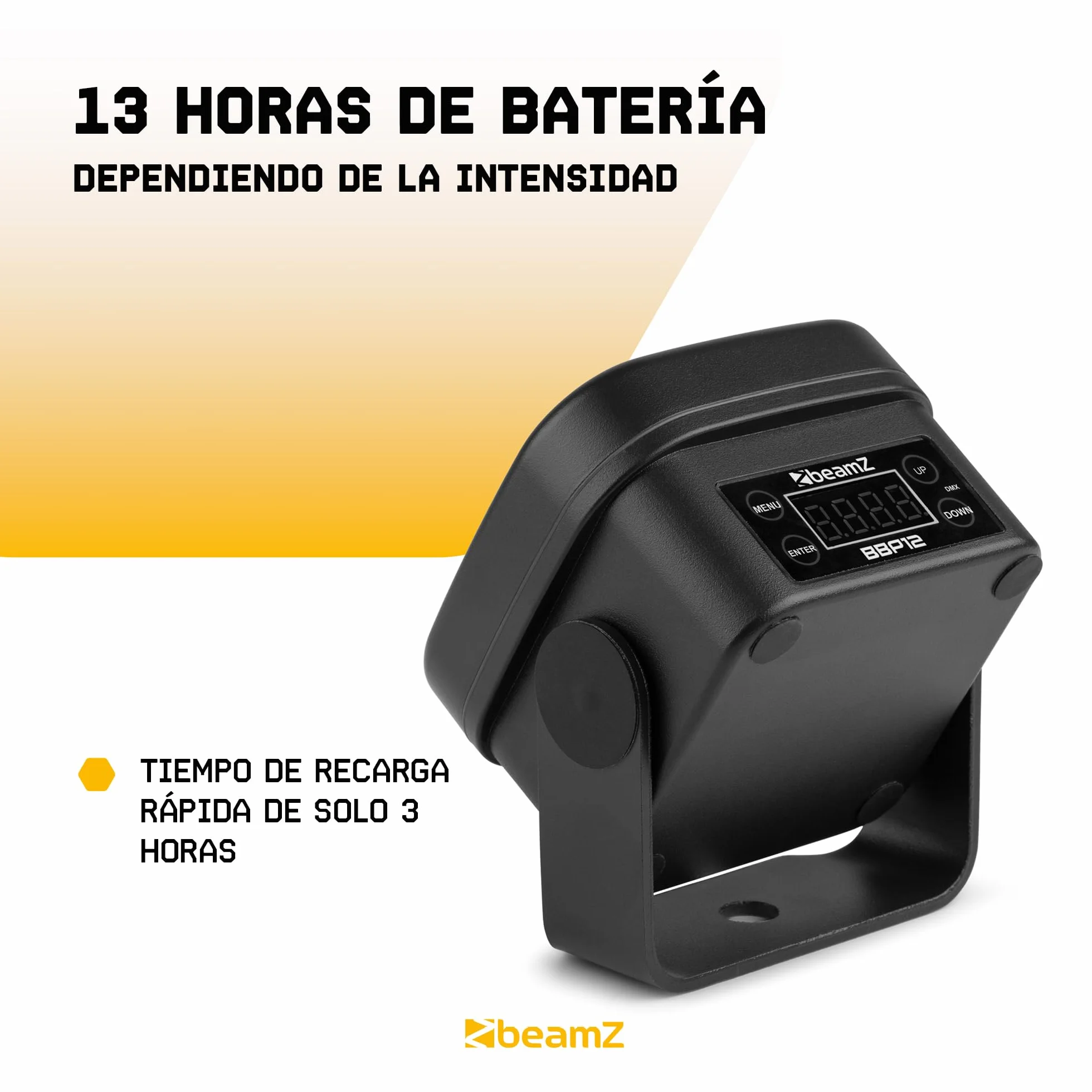 BeamZ BBP12 – Uplights LED RGB 12W portátiles con batería, IP65, focos de exterior para fiestas, bodas y eventos, focos LED interior y exterior, control DMX y mando a distancia (8 unidades)