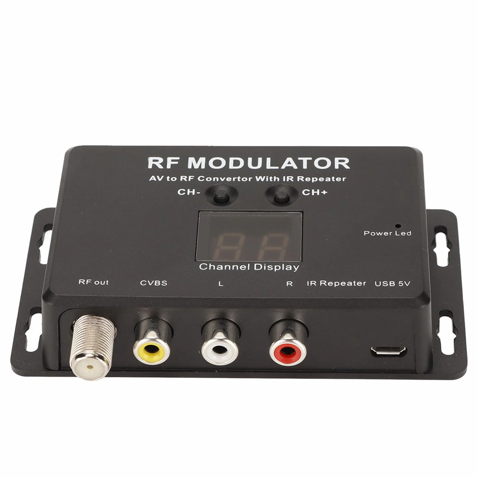 Modulador RF, Convertidor de Modulador Profesional PAL NTSC AV a RF con Repetidor IR para Decodificador, DVR, Reproductores de DVD
