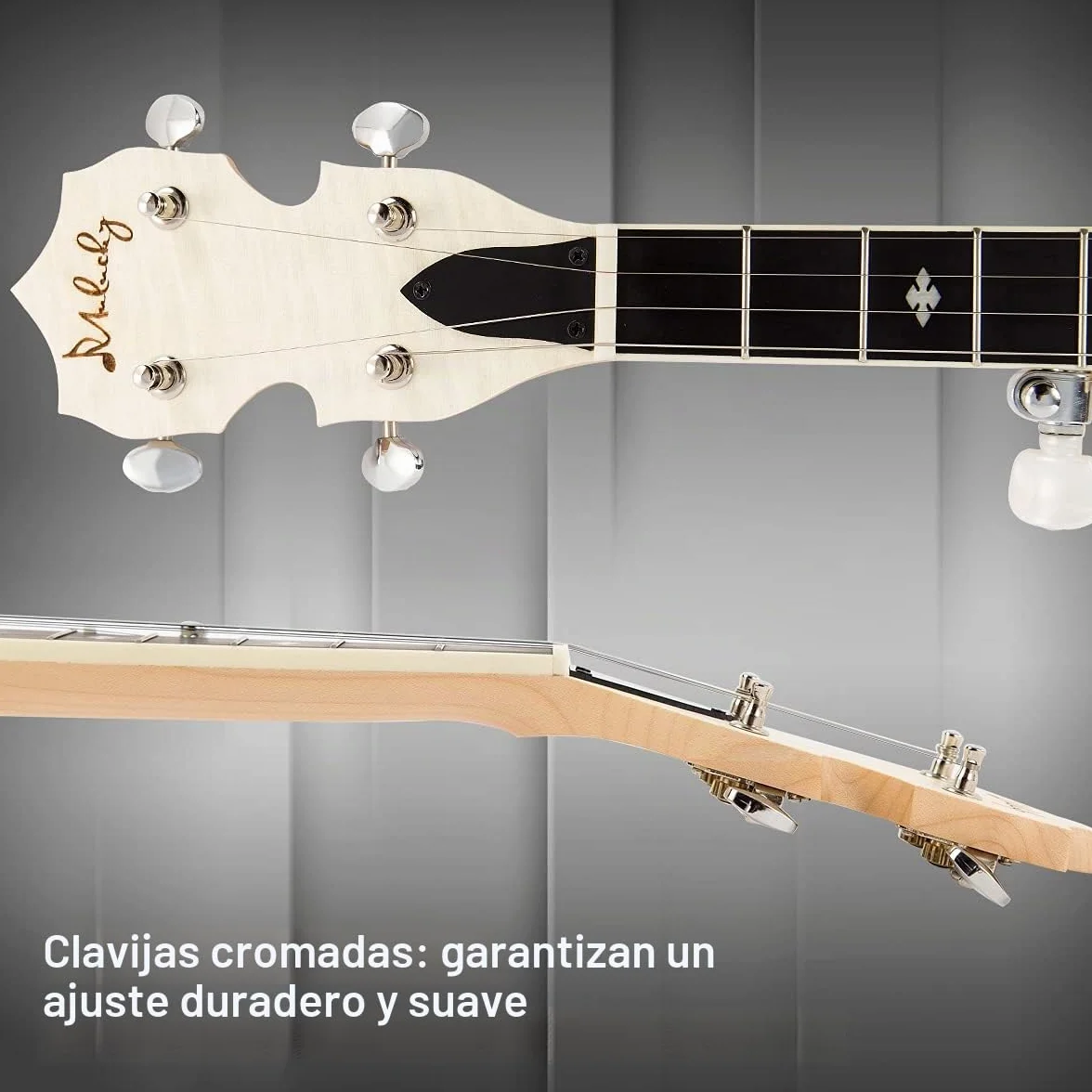 Mulucky Banjo de 5 cuerdas MINI, banjo de viaje de 28 pulgadas, cabeza Remo, resonador y afinador 5º engranado, kit de inicio con regla de púas y afinador