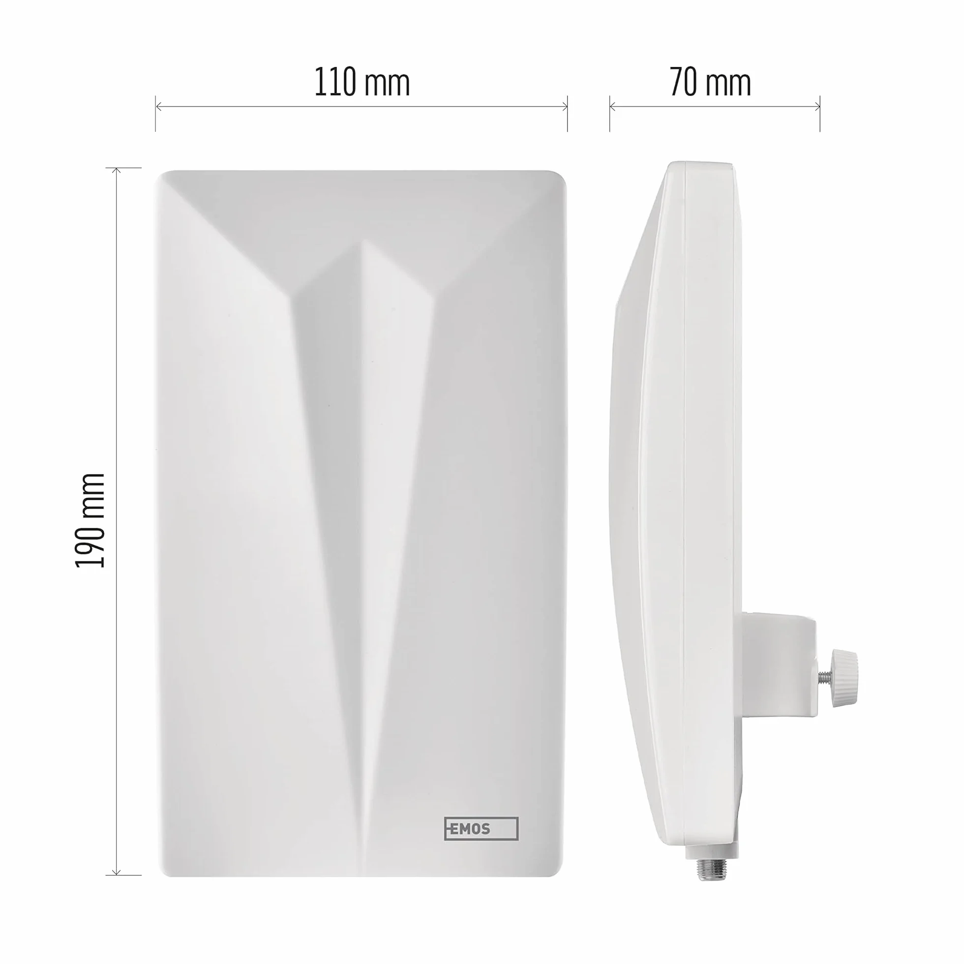 EMOS - Antena Interior y Exterior Village, Antena Activa Universal para recepción a Distancia (0-80 km) de DVB-T2, Dab, FM, Full HD, con Filtro LTE Integrado, Filtro 4G, 5G y Amplificador