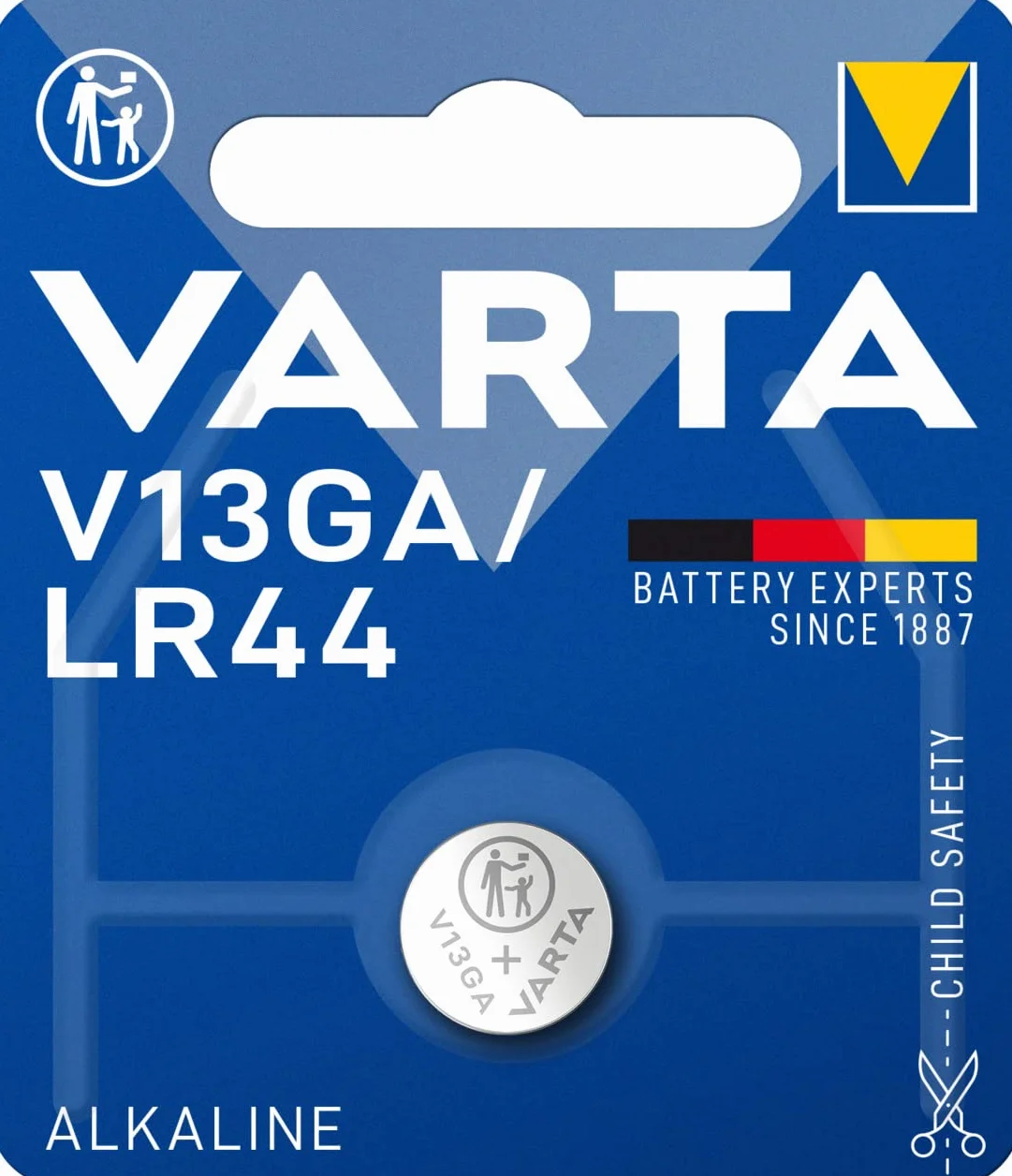 Varta Pila de botón alcalina V13GA 1,5 V, 1 unidad blíster original